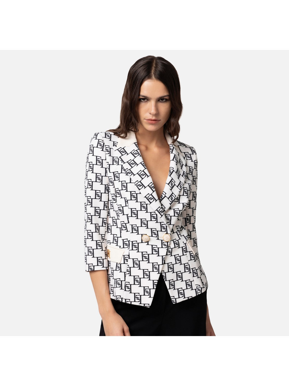 ELISABETTA FRANCHI Giacca Donna GIS6141E2 E84 Avorio gioboutiqueweb