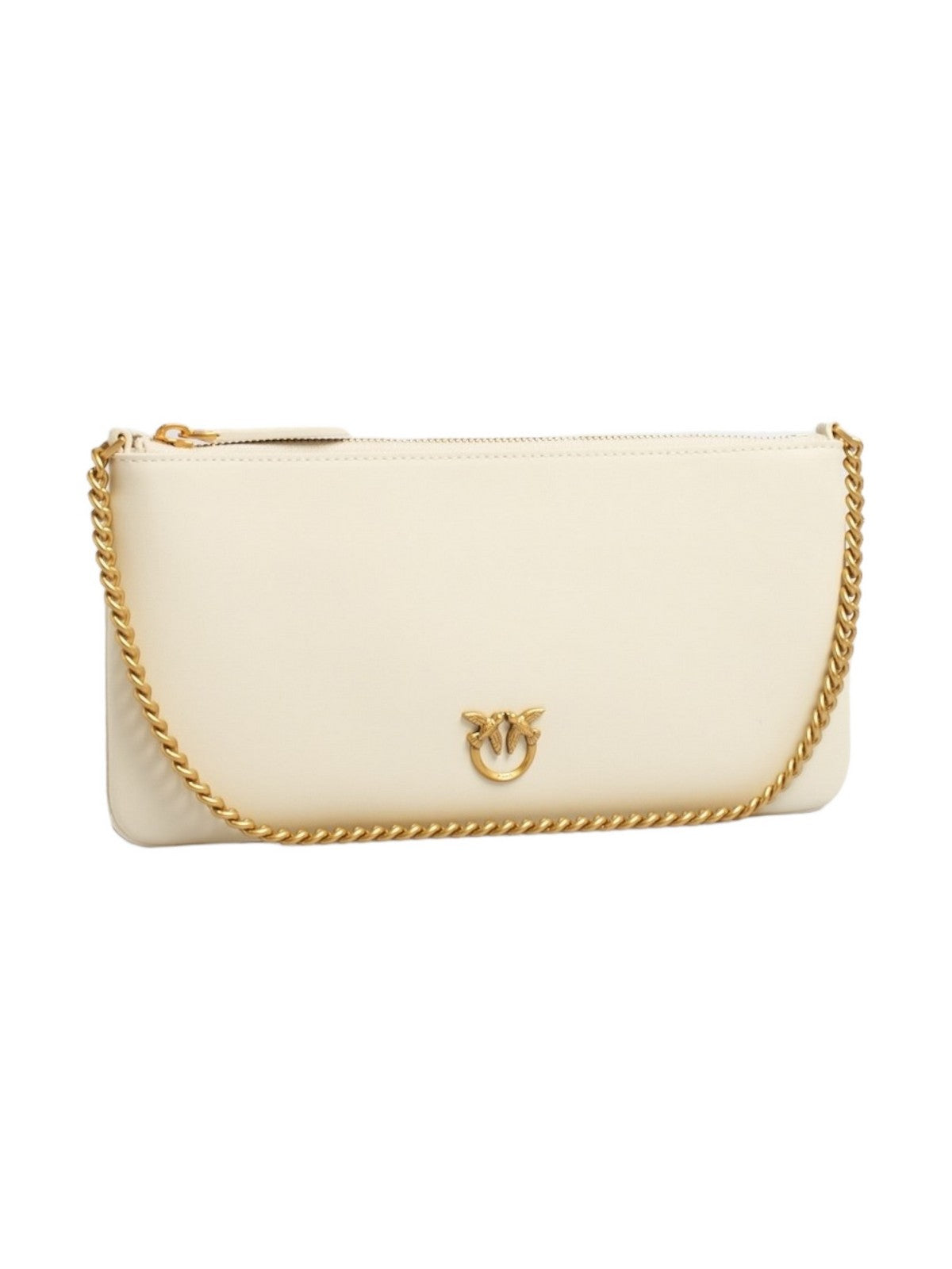 PINKO Pochette Donna Horizzontal flat 102747-A0F1 Z14Q BIANCO SETA-ANTIQUE GOLD gioboutiqueweb
