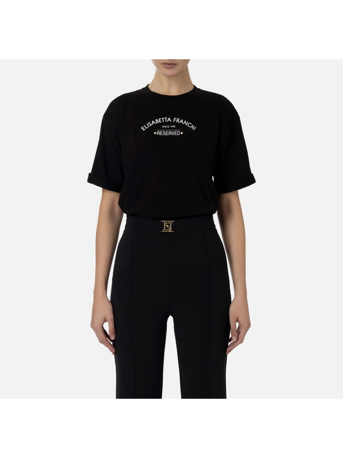 ELISABETTA FRANCHI T-Shirt e Polo Donna MA02341E2 110 Nero gioboutiqueweb