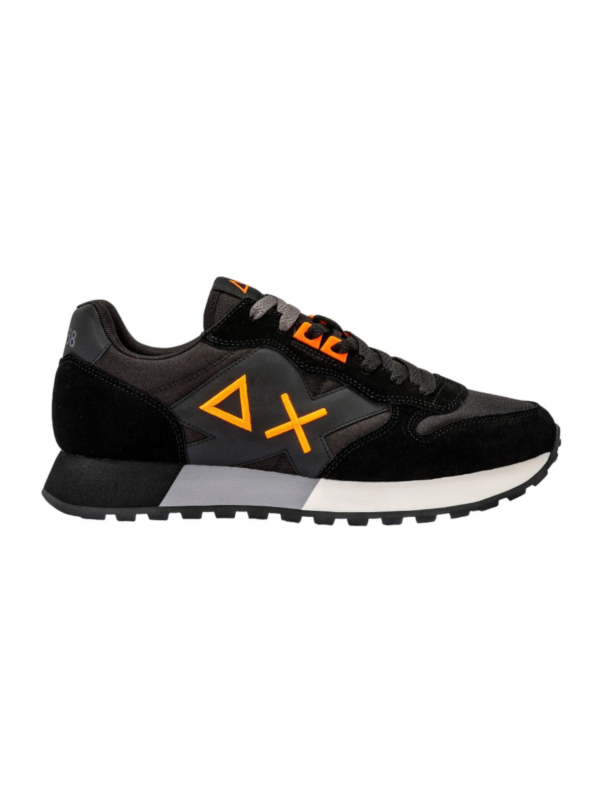 SUN68 Uomo Scarpe Tom Fluo - Codice Z36102-11, Nero, Tessuto E Pelle, Suola In Gomma