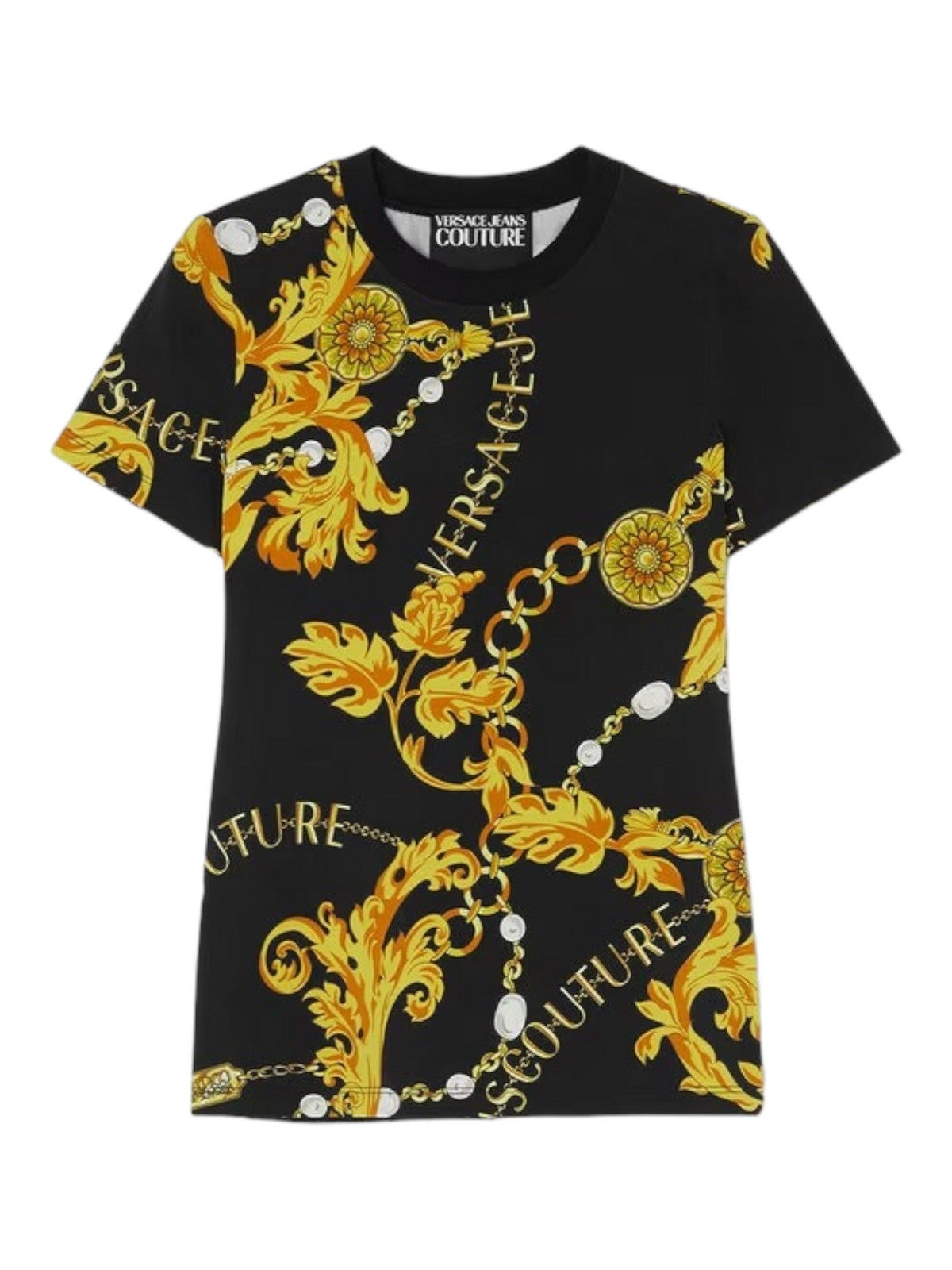 Versace Jeans Couture T-Shirts und Frauenstange 75HAH608 JS214 G89 Schwarz