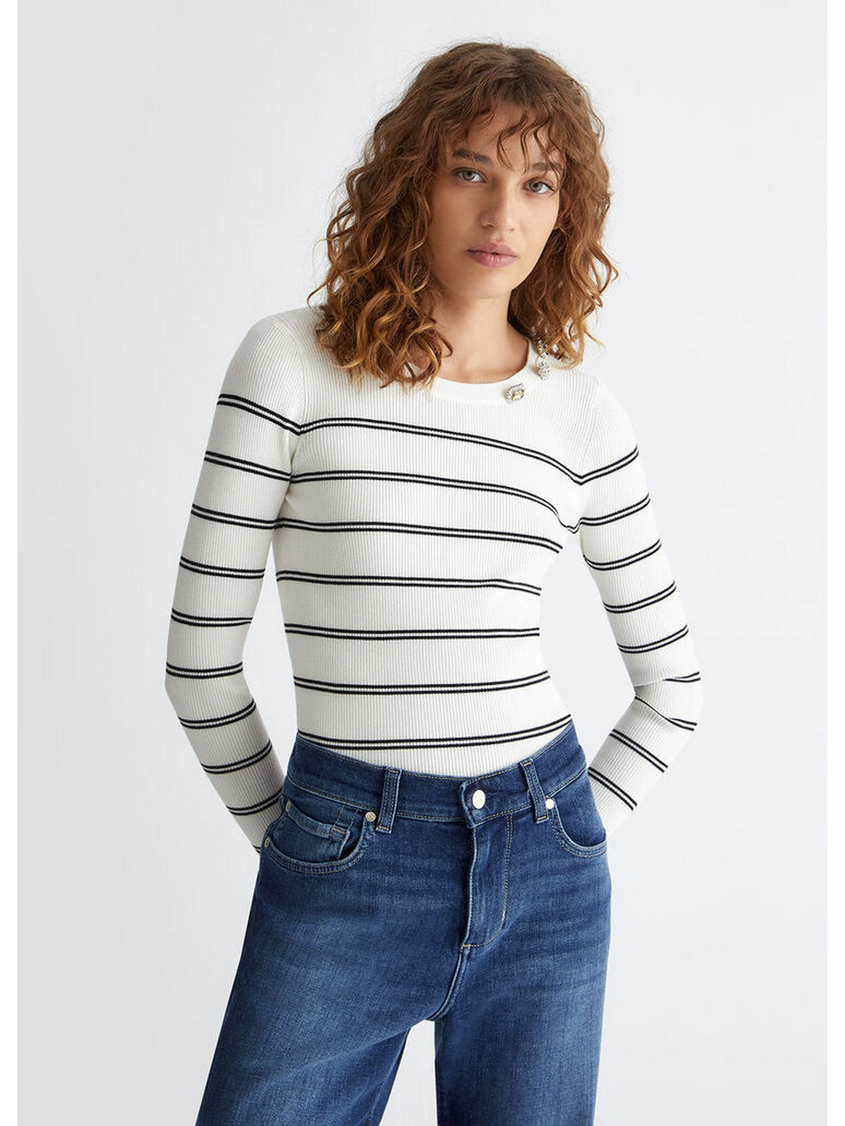 LIU JO WHITE Maglione Donna MF3001MS99E 03Q45 Bianco gioboutiqueweb