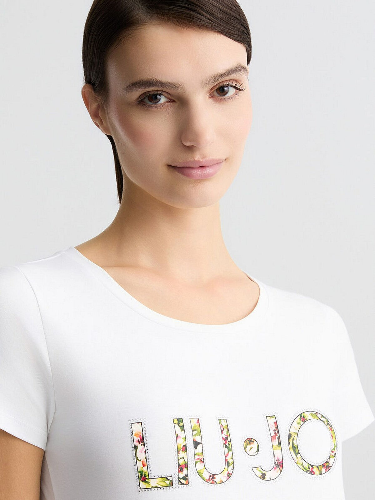 LIU JO BEACHWEAR T-shirt Donna  VA5154JS003 Q9136 Bianco/flowers