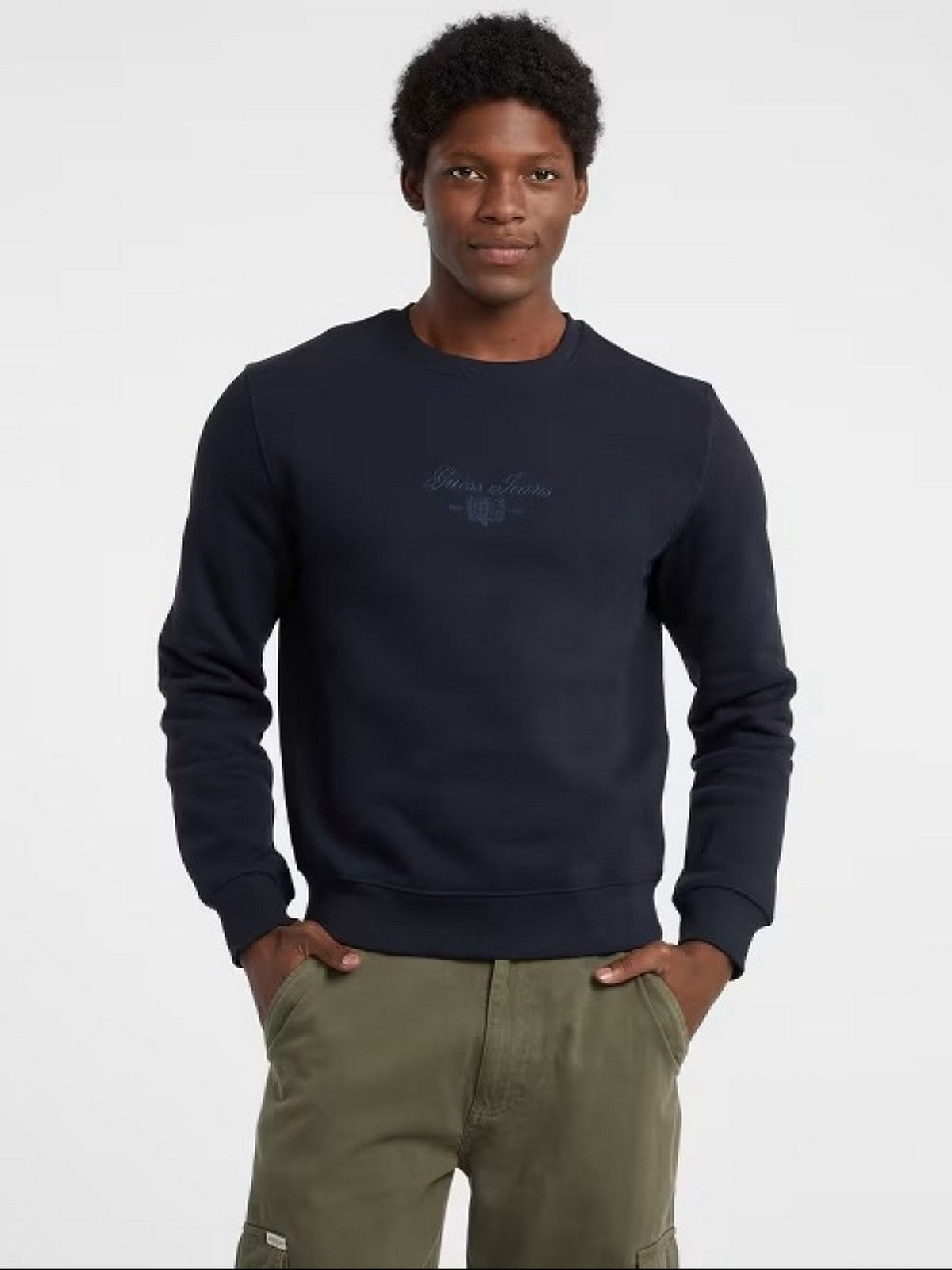 GUESS Felpa Uomo GJ SLIM SCRIPT CREWNECK M5BQ35 K9V31 A71W DARING OCEAN