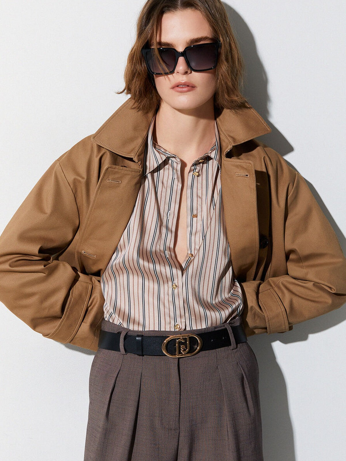 LIU JO BLACK Camicia Donna  CA6119TS555 P9577 Marrone mix stripe