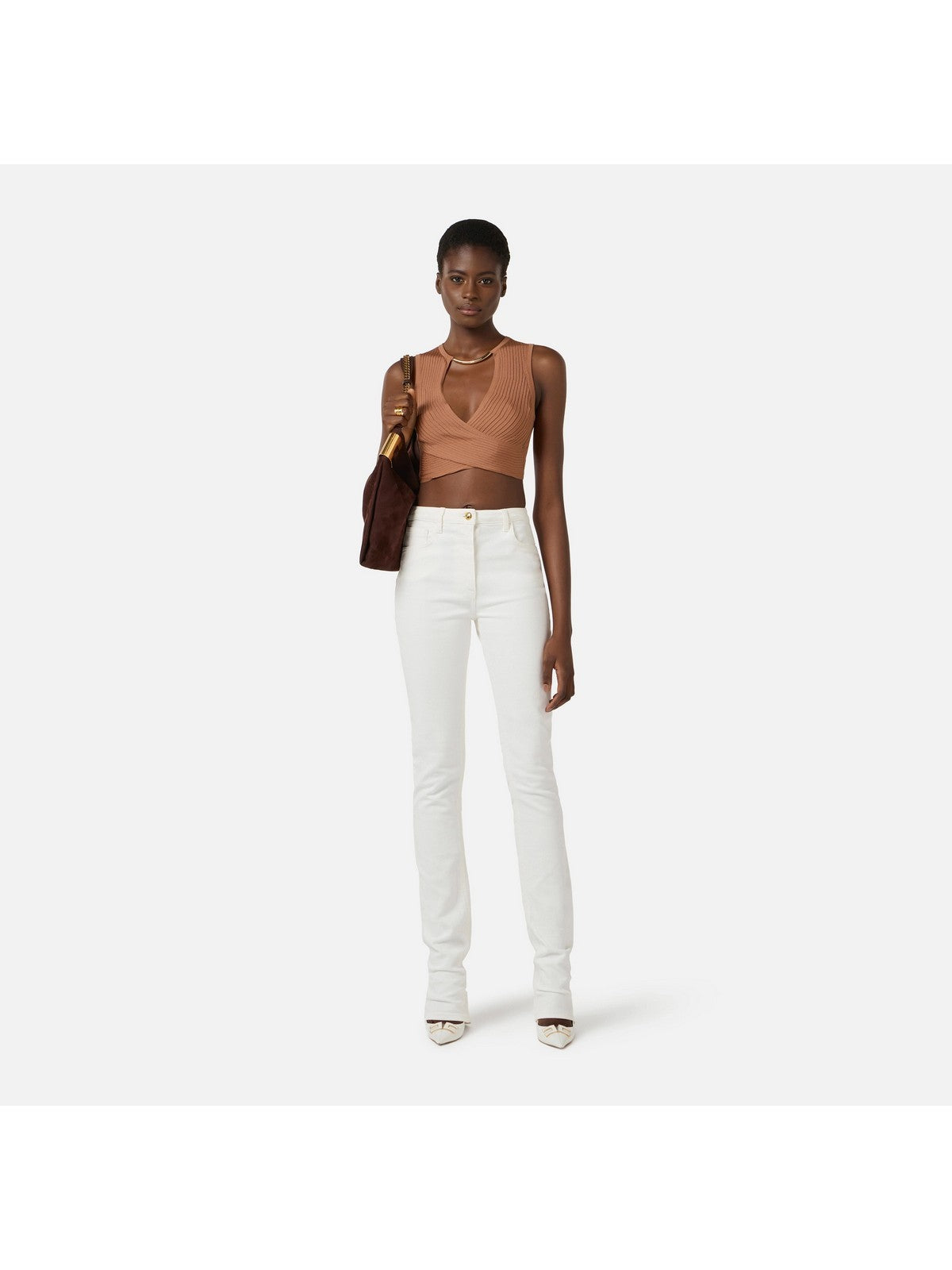 ELISABETTA FRANCHI Top Donna  TK76S61E2 600 CUOIO