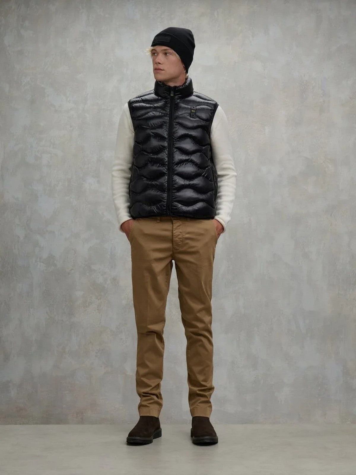 BLAUER Gilet Uomo DANNY 25WBLUX02081 005958 999EI NERO interno BEIGE 301