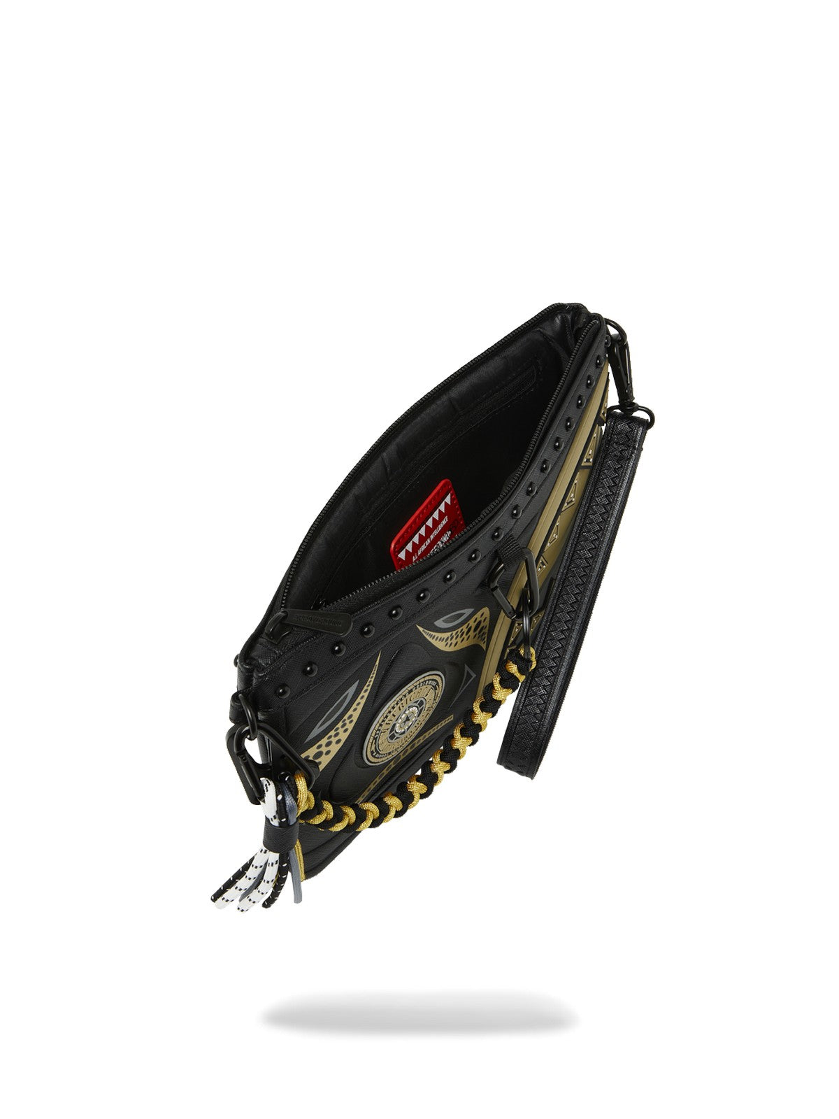 SPRAYGROUND Pochette Uomo AI WONDERLAND GOLD AND BLACK CROSSOVER CLUTCH 910B8095NSZ Nero gioboutiqueweb