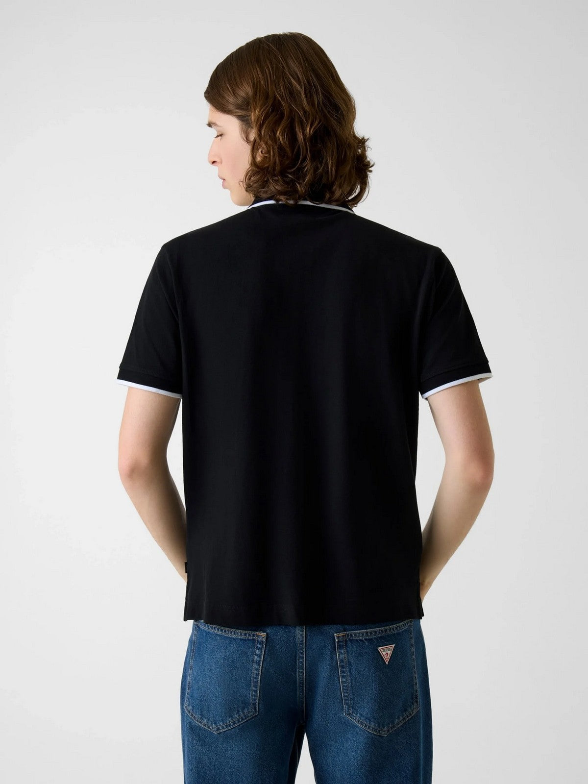 GUESS Polo Uomo GJ REG EMBRO SS POLO TIPPING M6RP24 KCJV1 S9HJ JET BLACK PURE WHITE