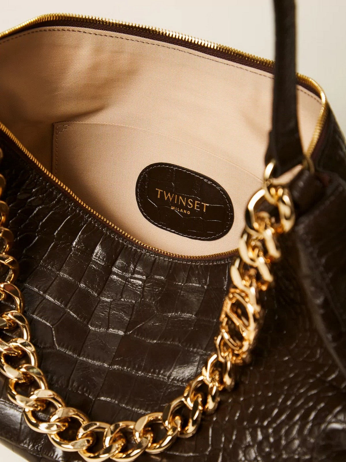 TWINSET Borsa Donna LILIANE LEATHER 252TD8252 11054 BLACK CHOCOLATE