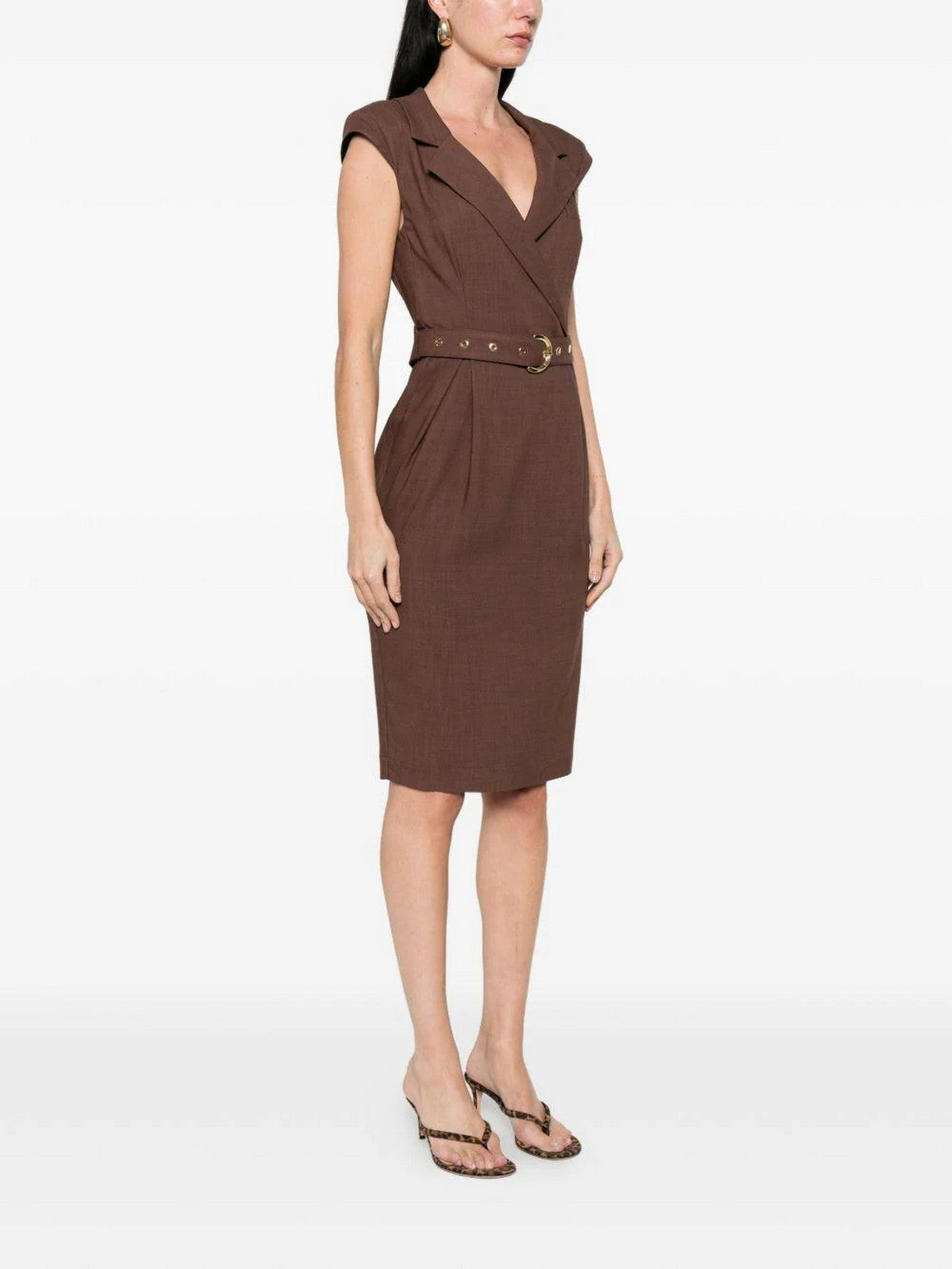 PINKO Abito Donna AMADINE ABITO FRISOTTINO 106565-A2W6 L78 MARRONE TERRA X PIANTE