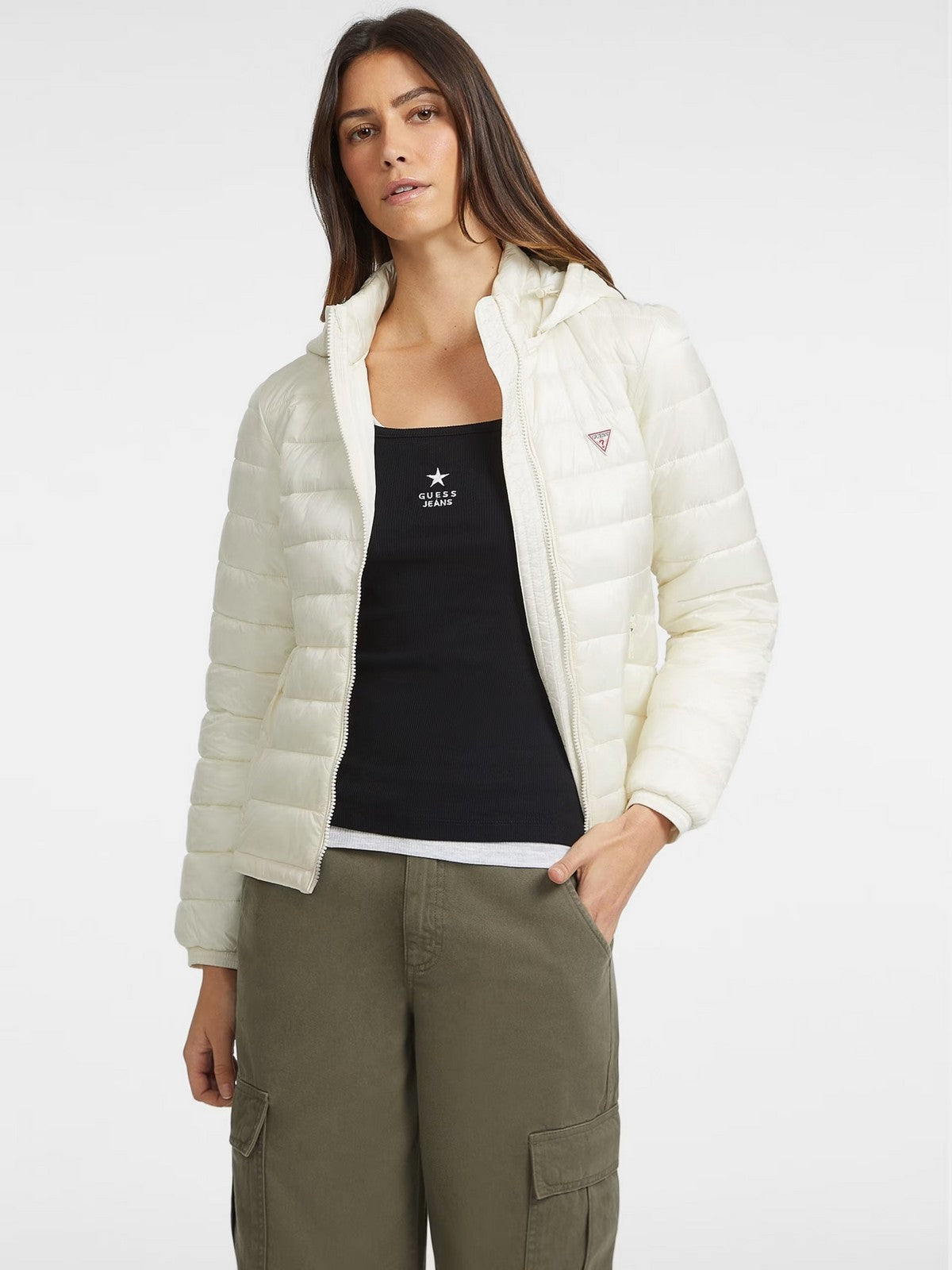 Guess Duvet Woman GJ Hooded Puffer W4YL00 WG922 G053 Beige