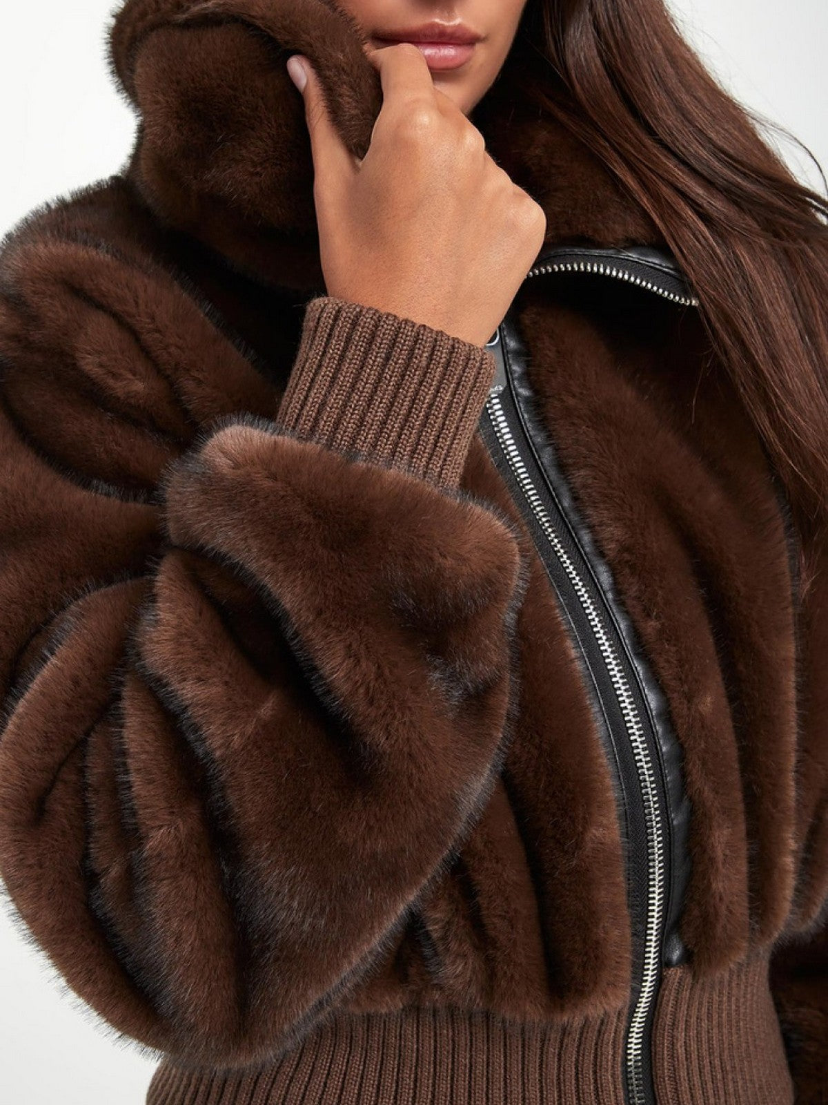 PINKO Pelliccia Donna BAGELS BOMBER 105399-A2PI D49 MARRONE