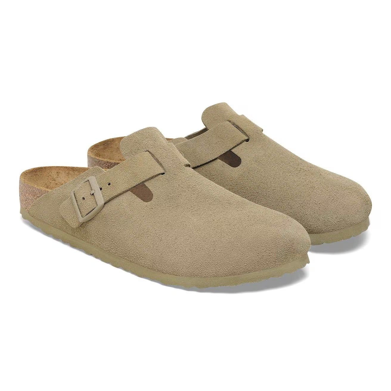 BIRKENSTOCK Sandalo Unisex adulto Boston faded khaki, Suede Leather 1025844 KHAKI gioboutiqueweb