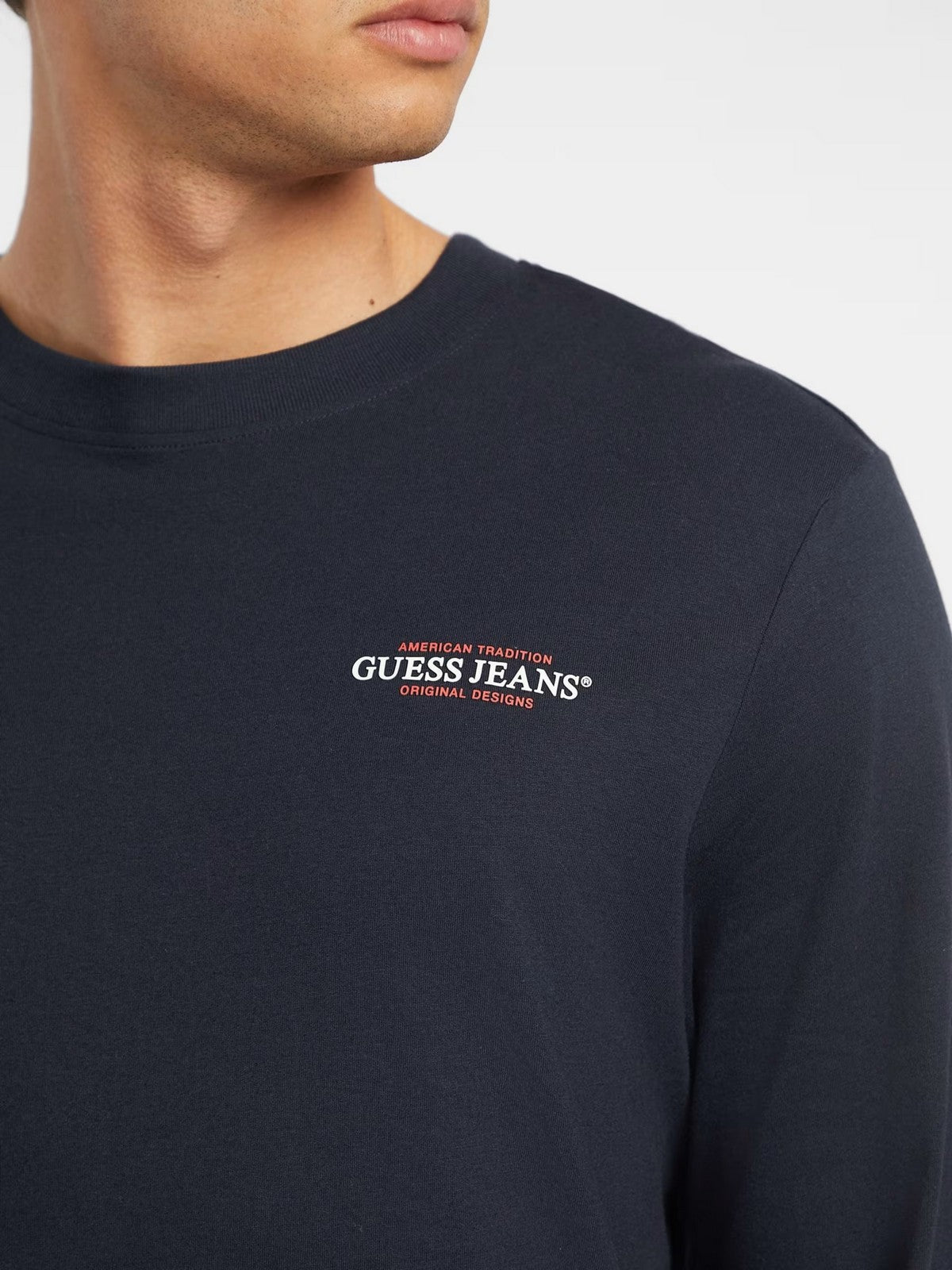 GUESS T-shirt Uomo GJ LS CN SLIM AMERICAN TR TEE M4YI54 K8HM0 A71W DARING OCEAN