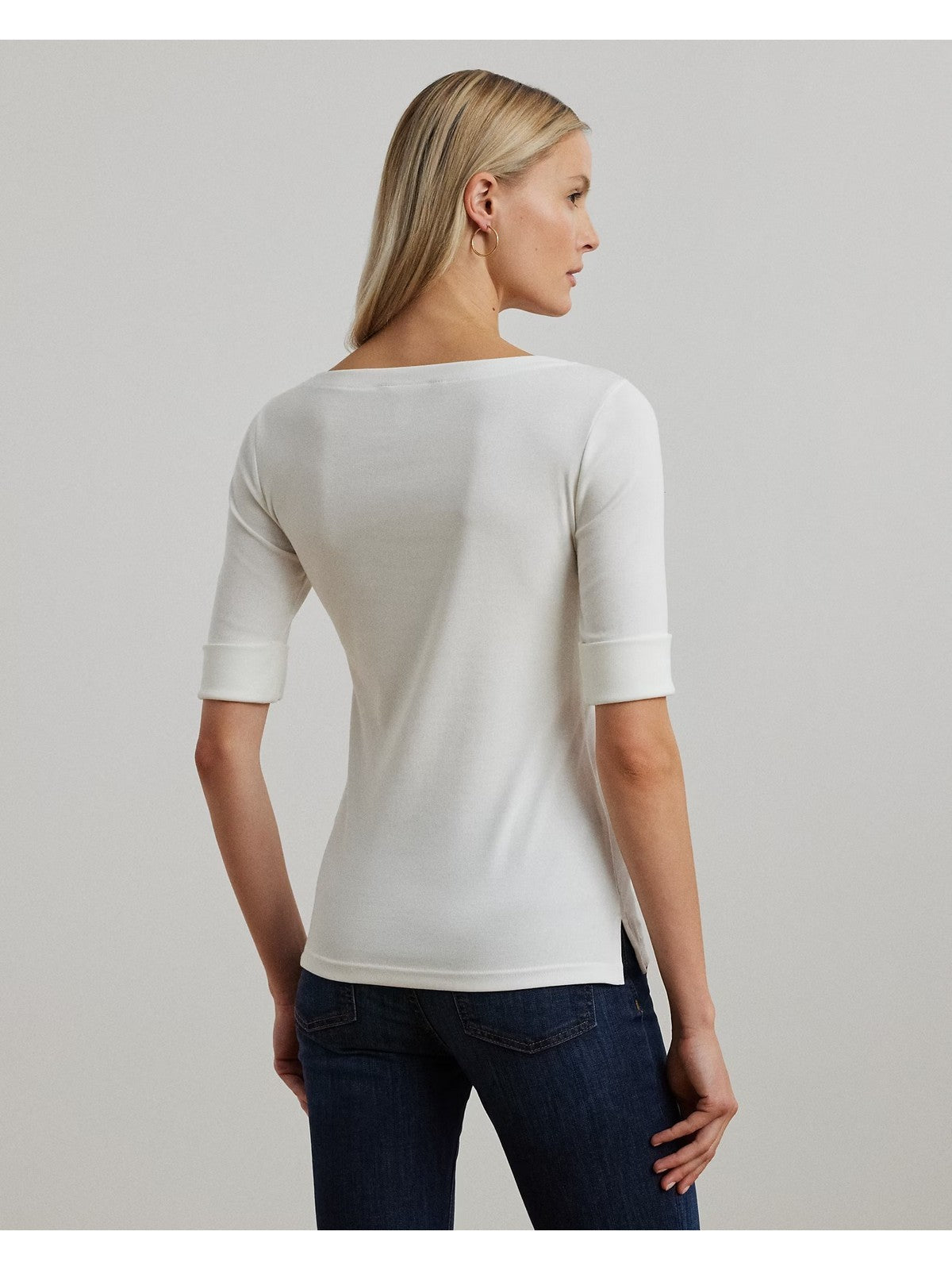 LAUREN RALPH LAUREN Maglia Donna JUDY-ELBOW SLEEVE-KNIT 200654963 007 WHITE