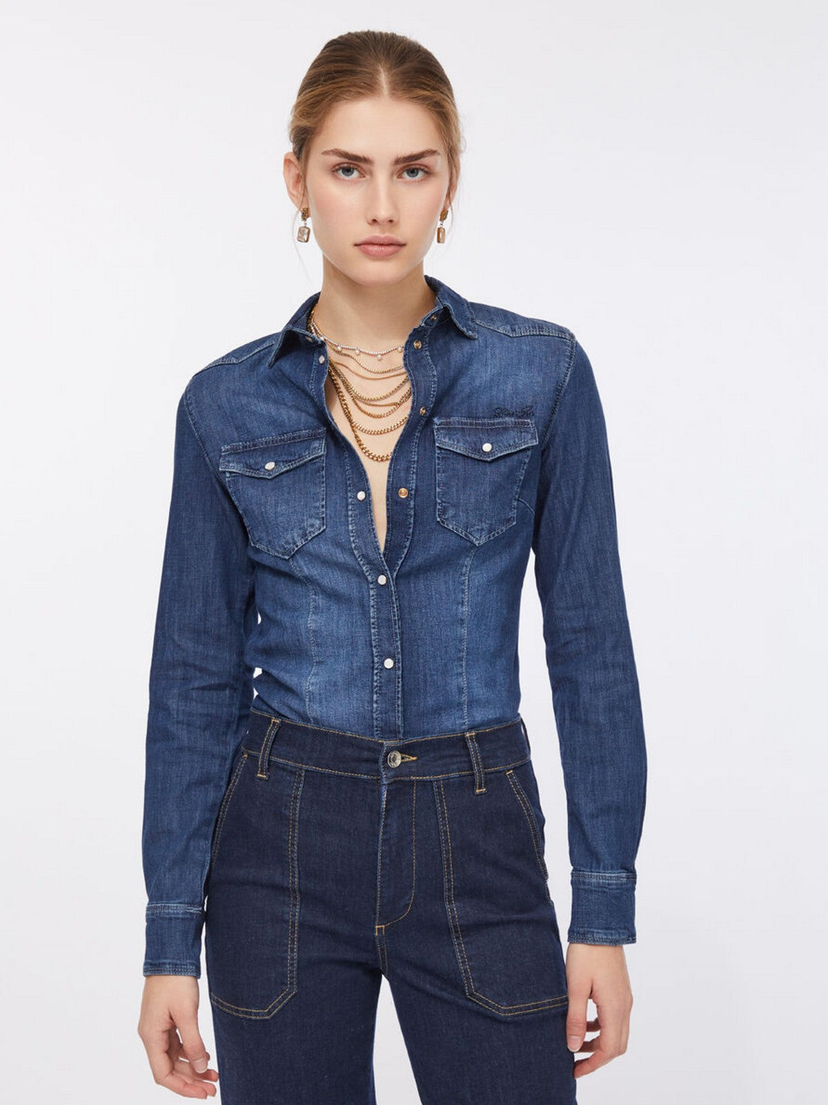 LIU JO BLUE DENIM Camicia Donna  UXX046D4051 77917 DEN.BLUE SING WASH