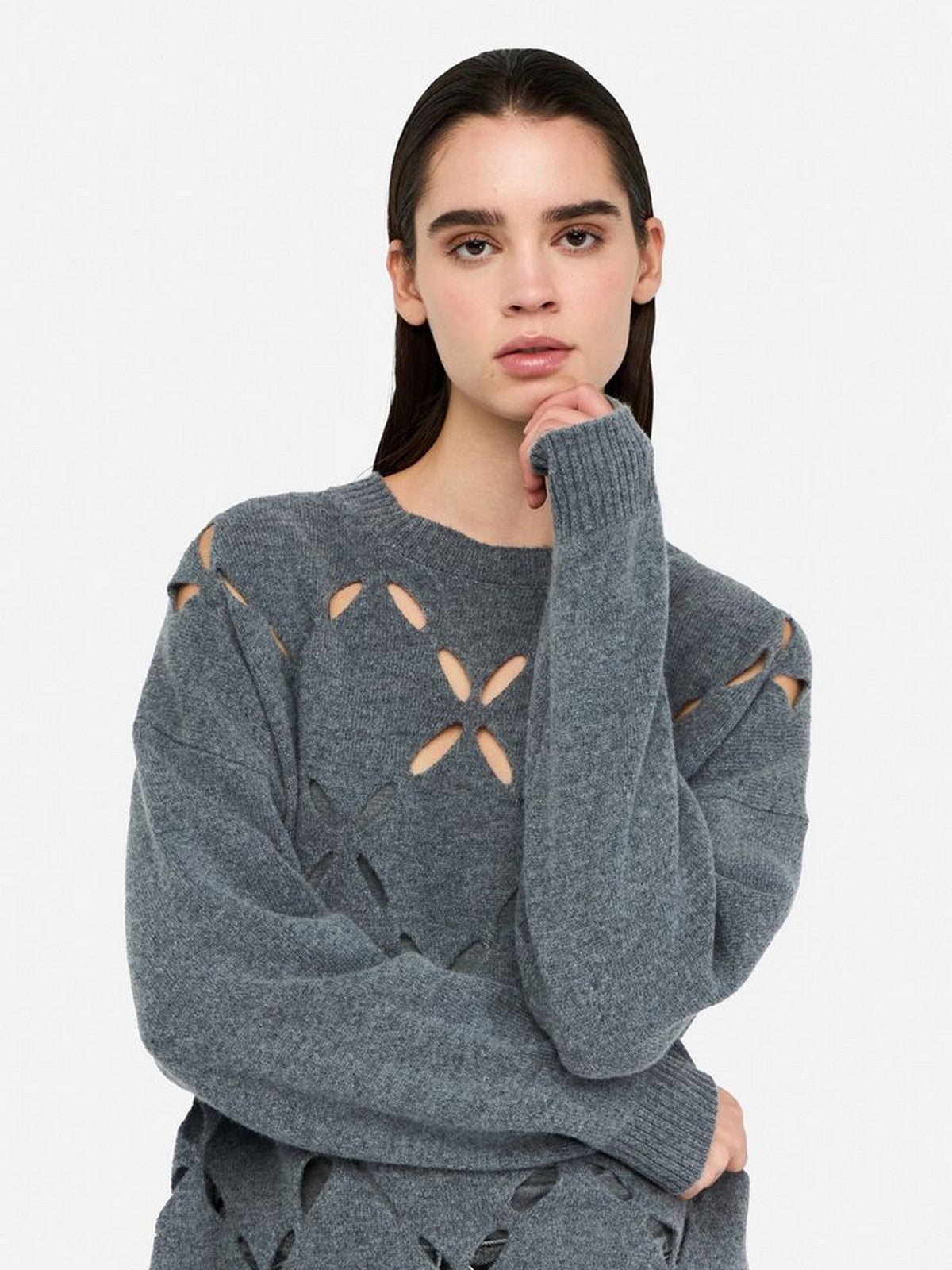 LIU JO WHITE Maglione Donna  MF5039MS009 02050 GRIGIO MD.MELANGE