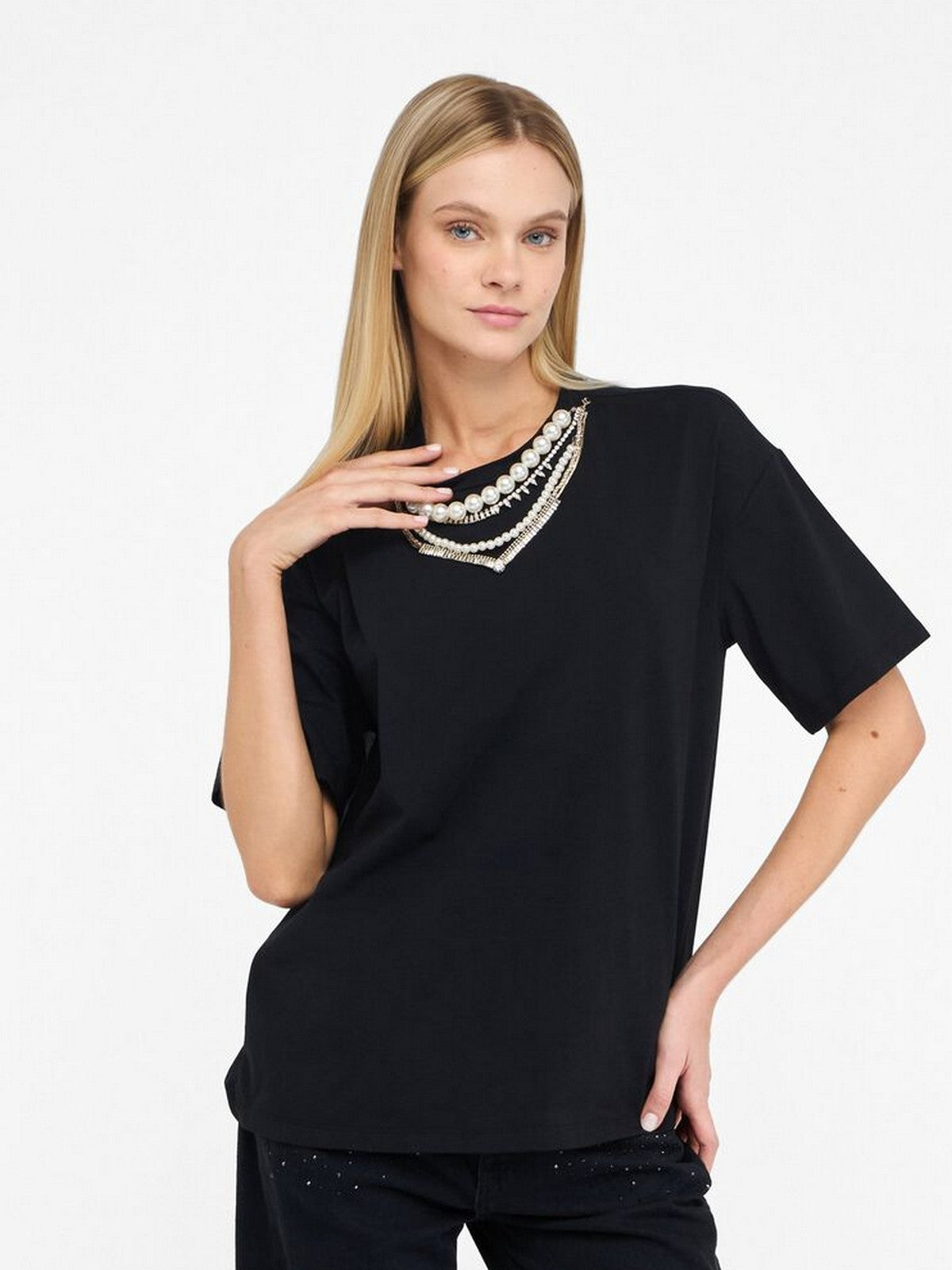 LIU JO BLACK T-shirt Donna  CF5063J0088 22222 Nero