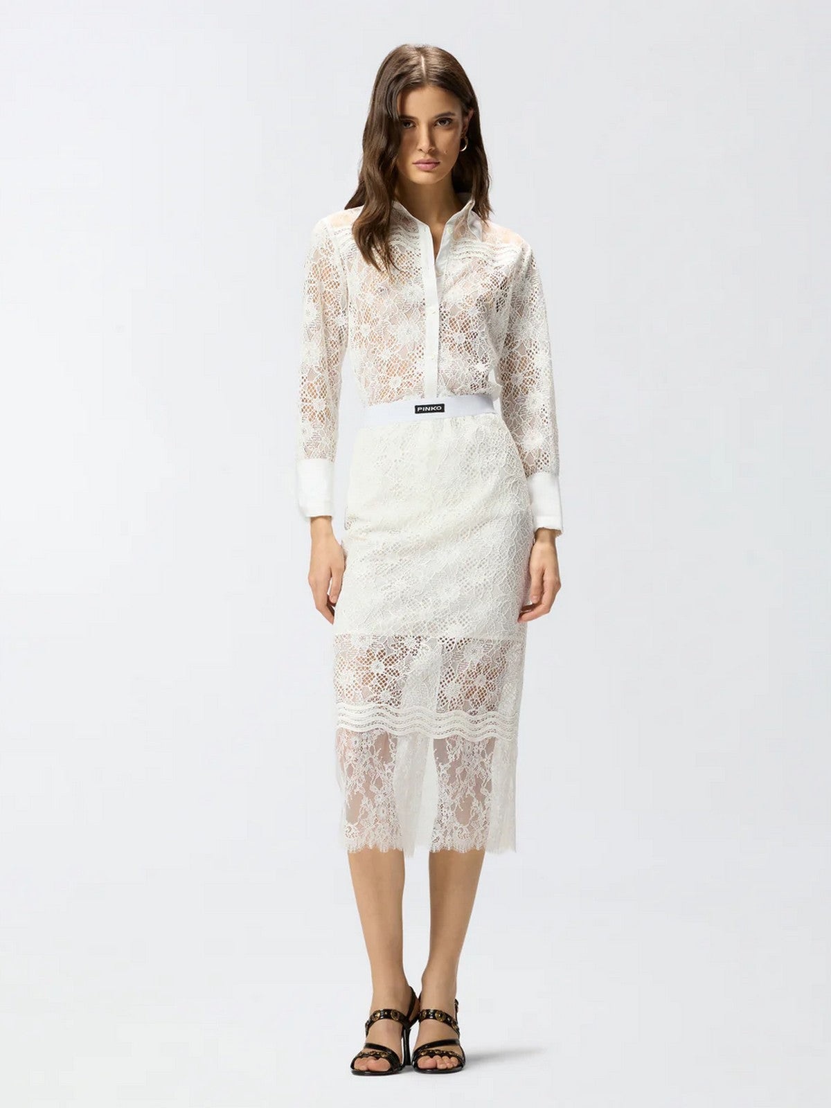 PINKO Gonna Donna HARMONIE GONNA PIZZO REBRODE 106664-A381 Z05 BIANCO-BIANCANEVE