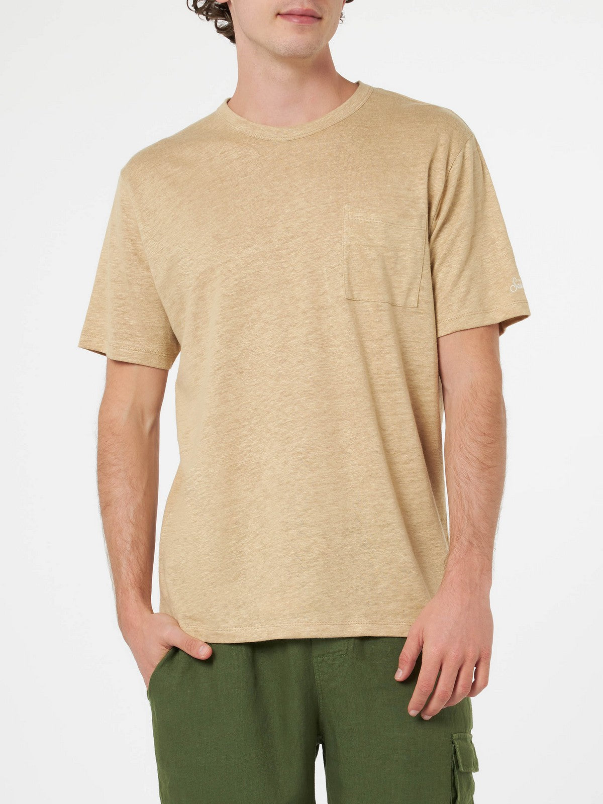 T-shirt MC2 Saint Barth et Pole pour hommes Ecstasea 00023f Beige