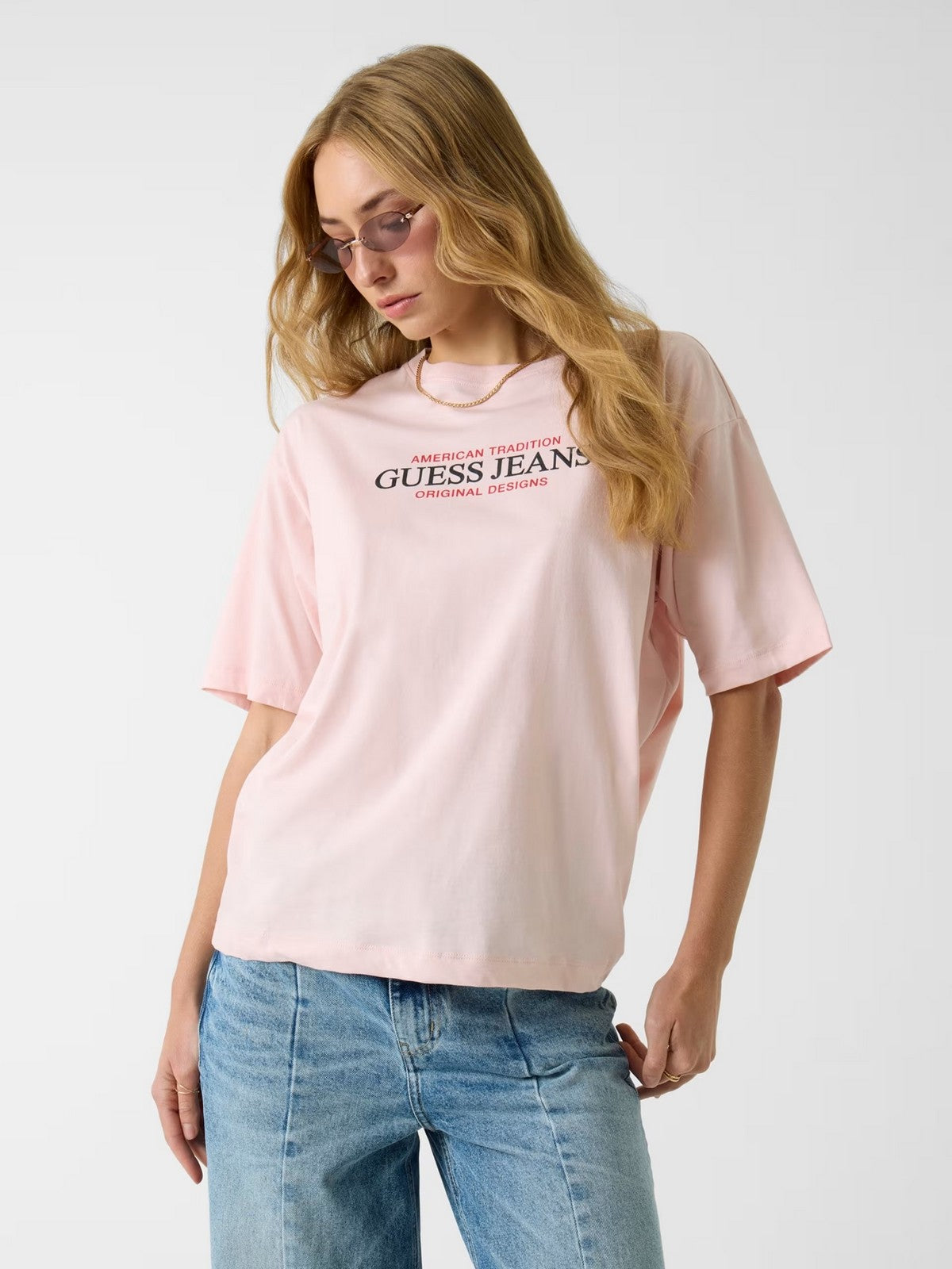 GUESS T-shirt Donna GJ SS CN OS AMERICAN TR TEE W4YI08 K8HM0 G6R4 BLUSH COTTON