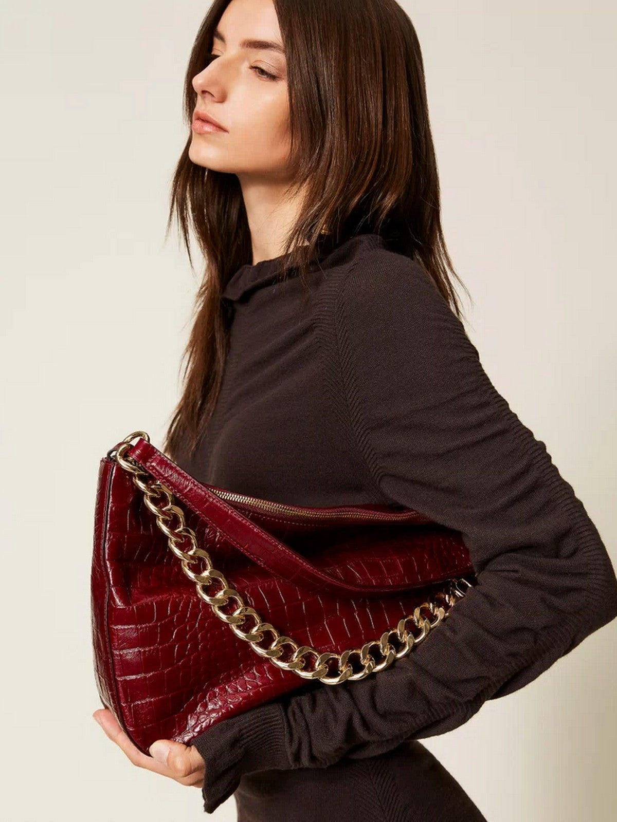 TWINSET Borsa Donna LILIANE LEATHER 252TD8252 12882 RED BERRY