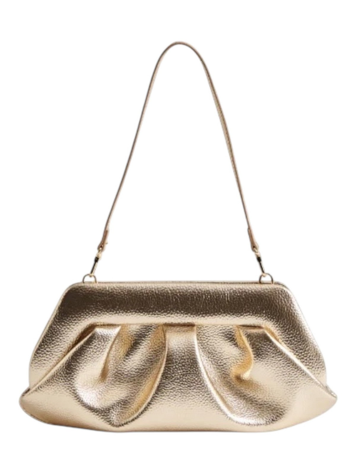 THEMOIRè Bios Baguette laminato vegan fabric bag gold eco-friendly design 