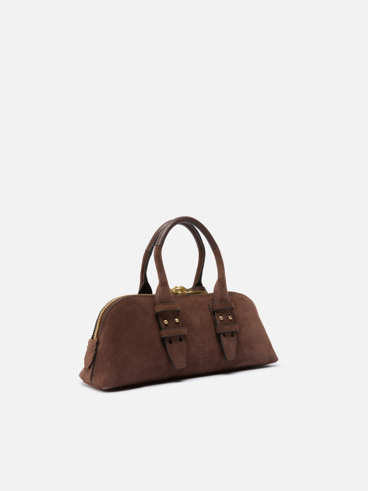 PINKO Borsa Donna BOWLING BAG HORIZONTAL SUEDE 105334-A2JH L74V MARRONE CASTANO MATT GOLD
