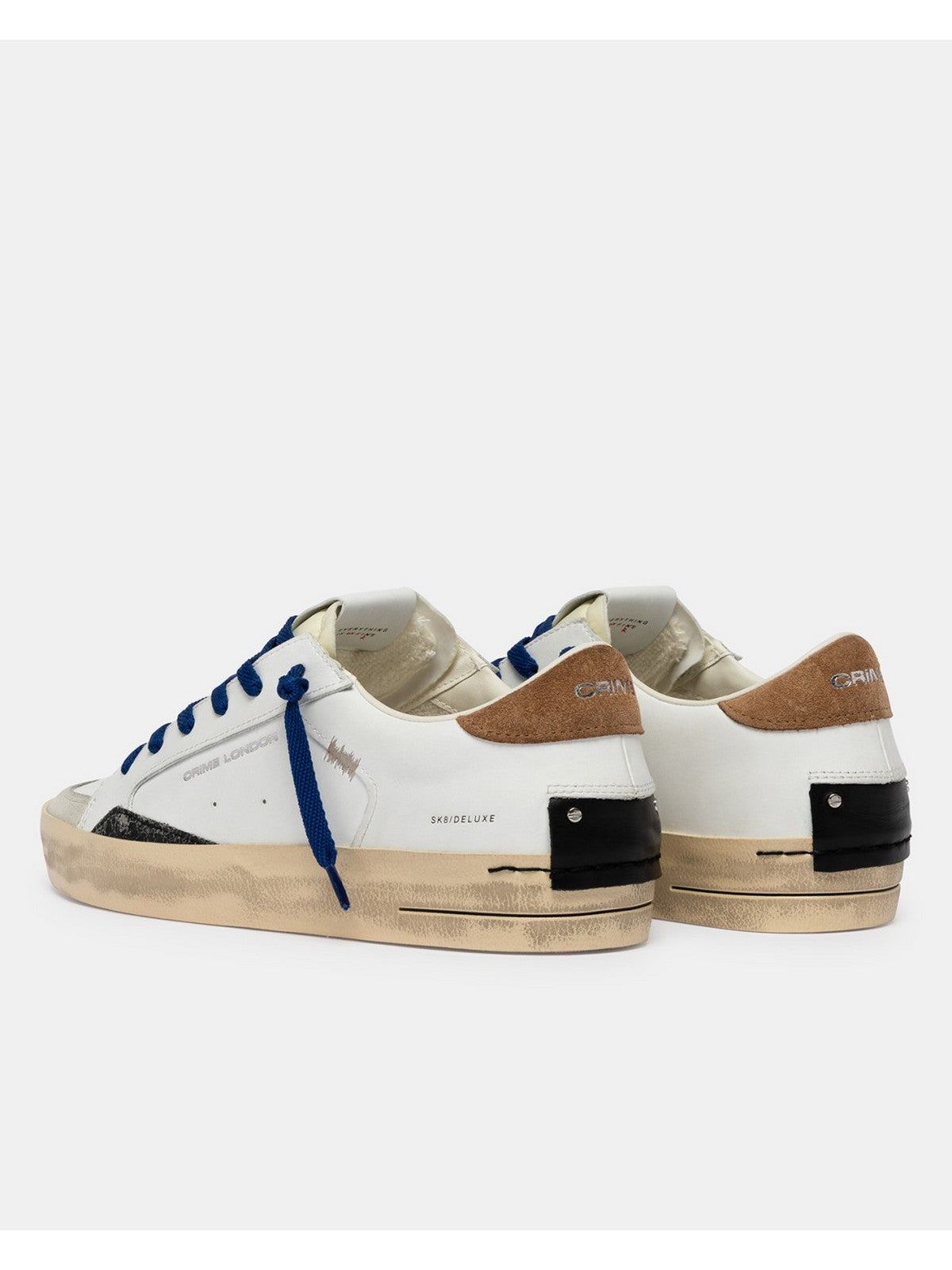 CRIME LONDON Sneaker Uomo SK8 DELUXE BROWN SUGAR 19102PP8 10 WHITE