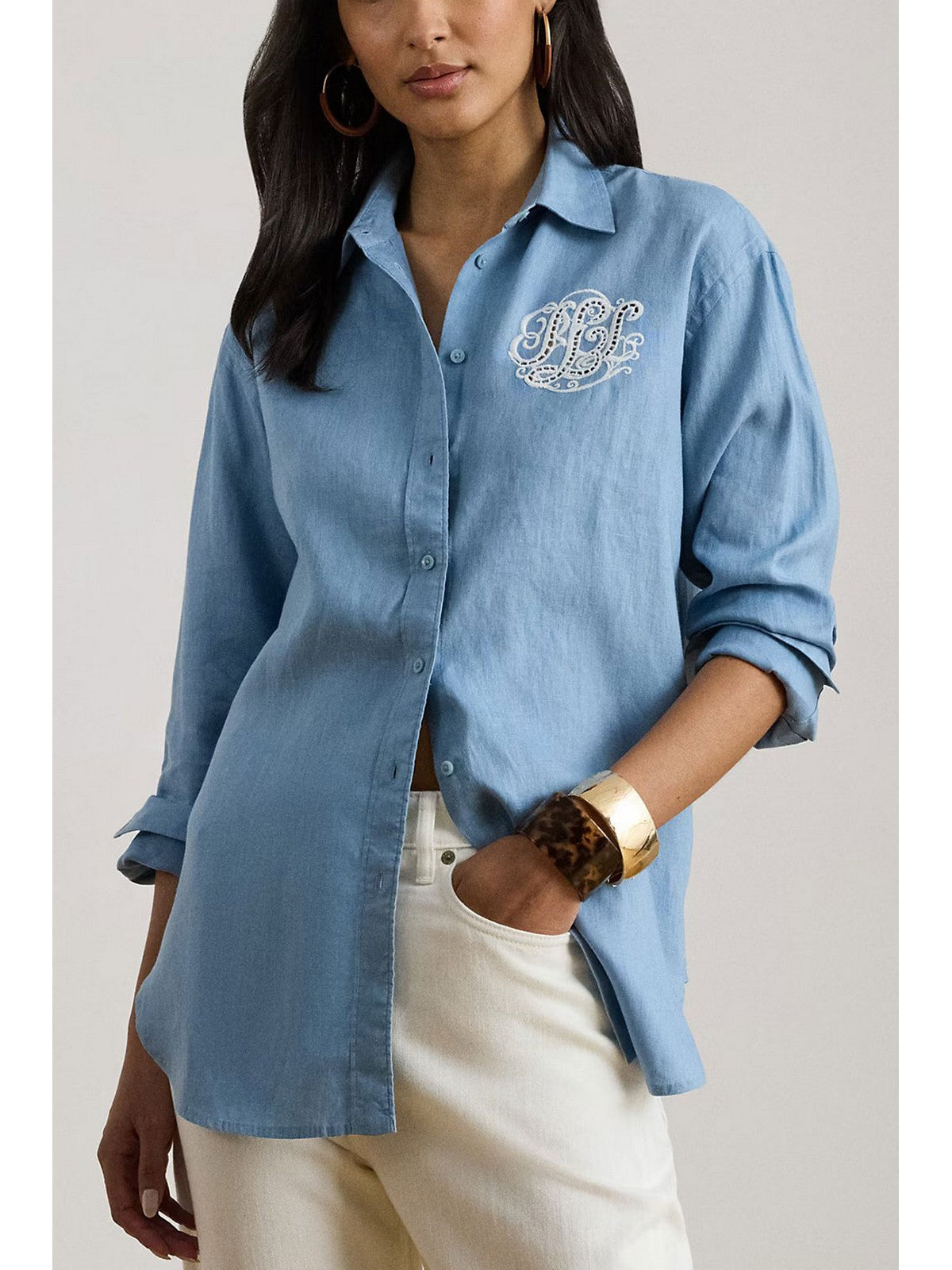LAUREN RALPH LAUREN Camicia Donna WOVEN-SPORT SHIRT-SHIRT 200P08913 001 BLUE NOTE gioboutiqueweb