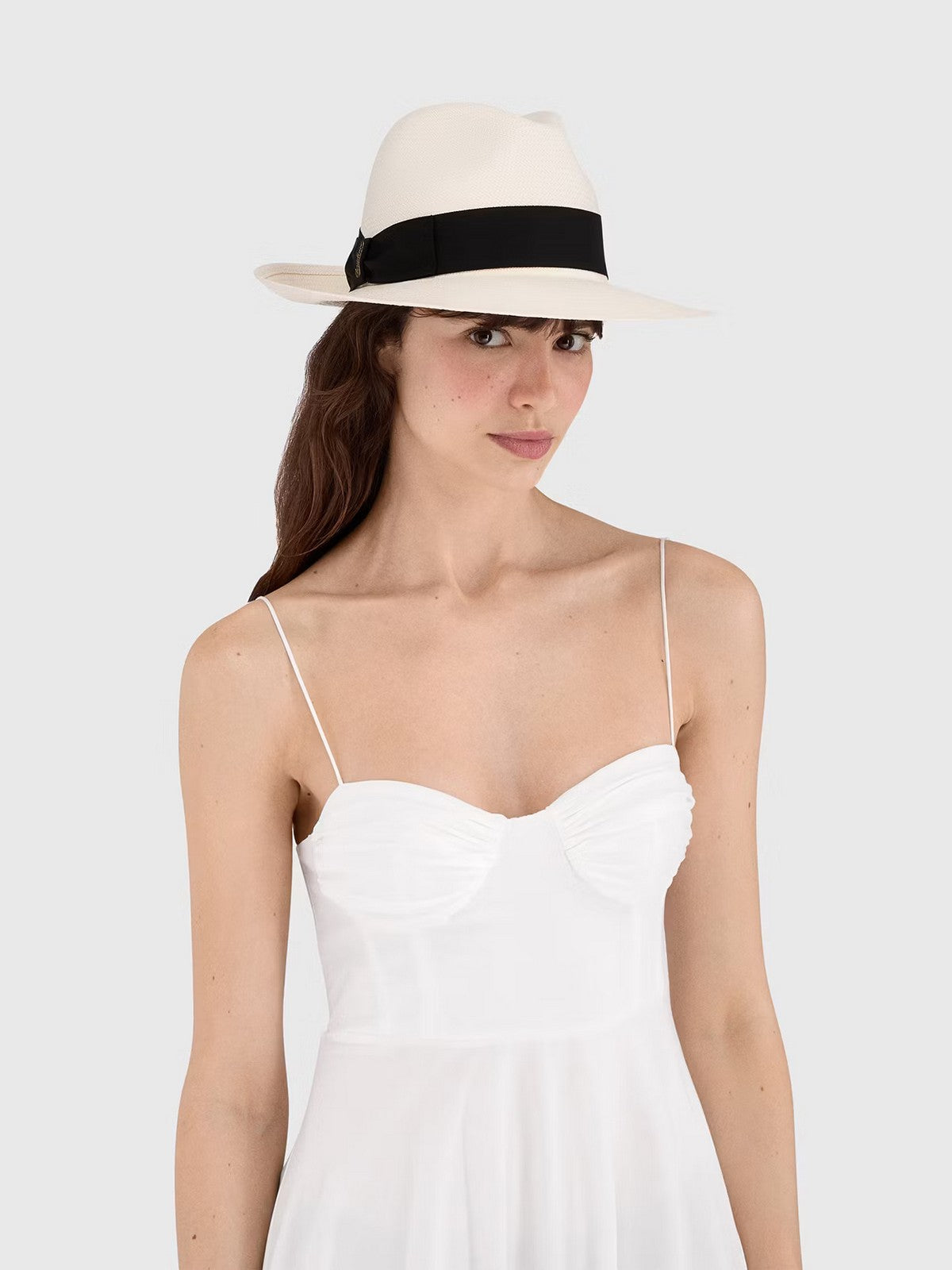 BORSALINO Cappello Donna  1991 01A1 Sbiancato cinta nera