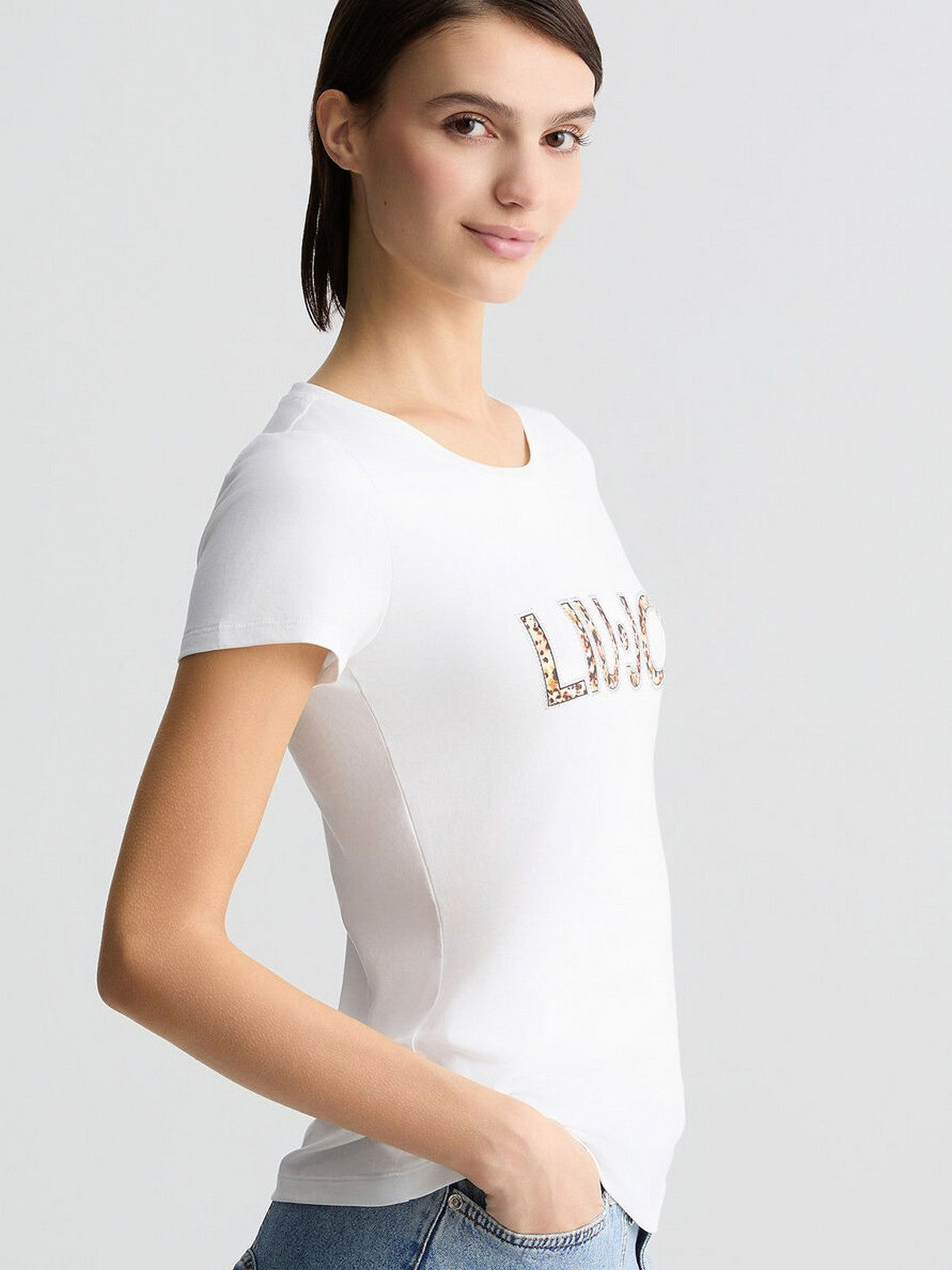 LIU JO BEACHWEAR T-shirt Donna  VA5154JS003 M9664 Bianco/animal rouge