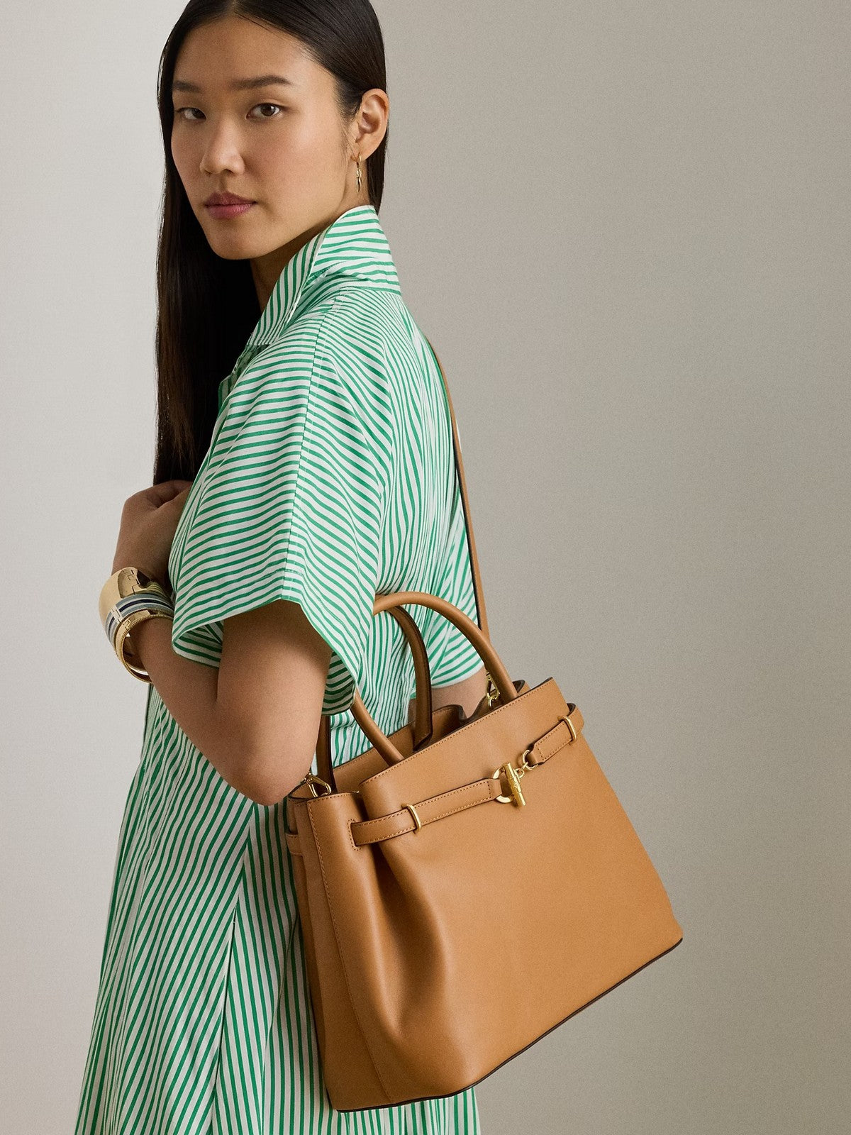 LAUREN RALPH LAUREN Borsa Donna BLKE LG SCHL-SATCHEL-LARGE 431P03417 005 CLASSIC CARAMEL