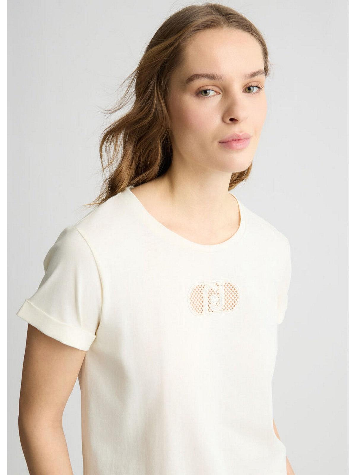 LIU JO SPORT T-shirt Donna  TA5180JS923 M9248 White m.LJ holed gioboutiqueweb