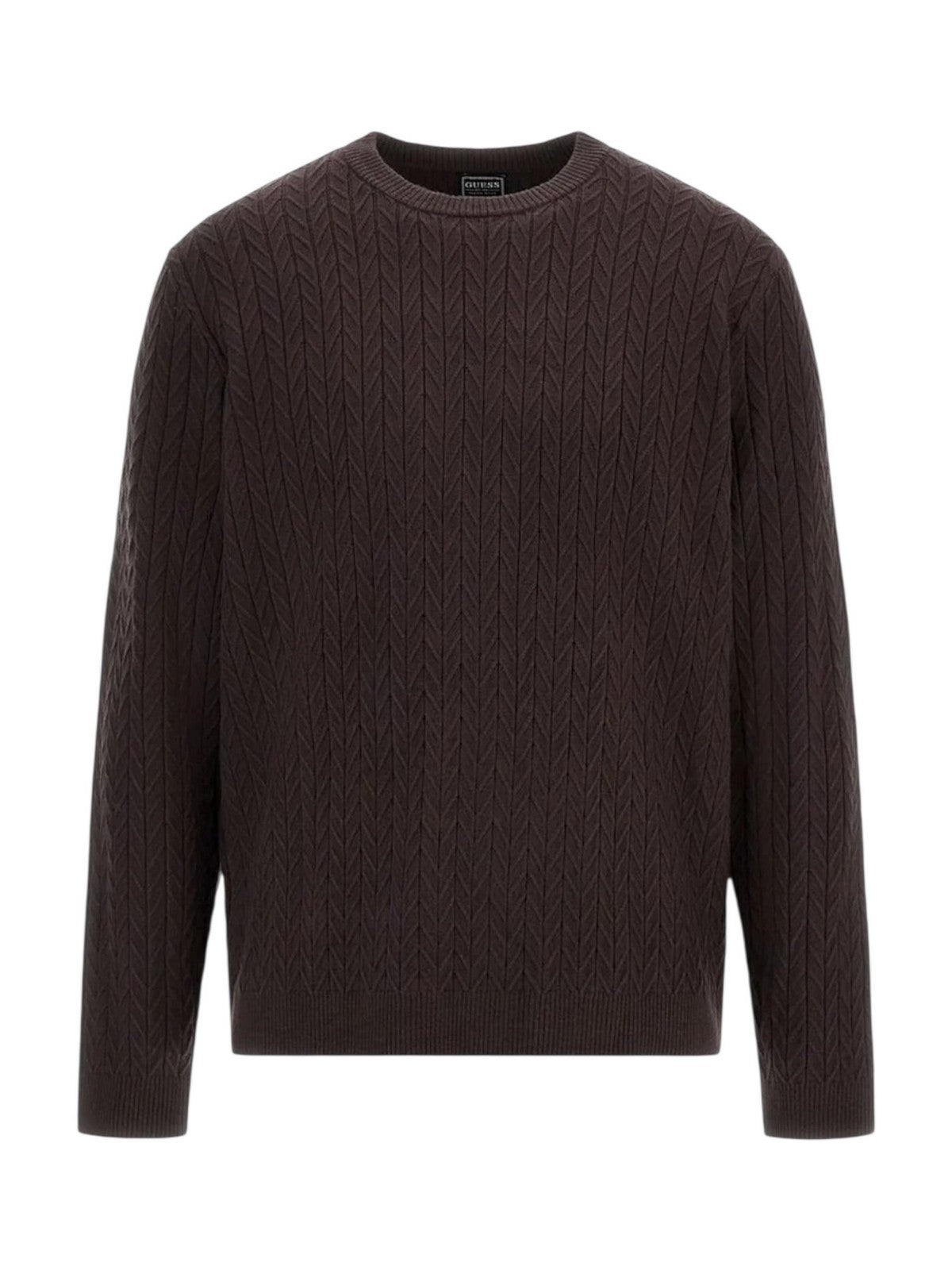 GUESS Maglione Uomo LS CN IVAN CHEVRON SWTR M5BR41 Z2ZK2 G1H3 BARK BROWN