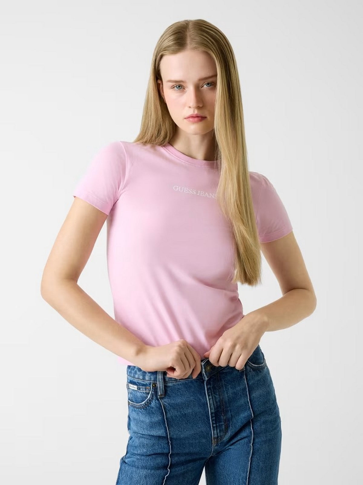 GUESS T-shirt Donna GJ SS CN SLIM LOGO PRINT TEE W4YI01 J1314 G65F SOFT ROSE