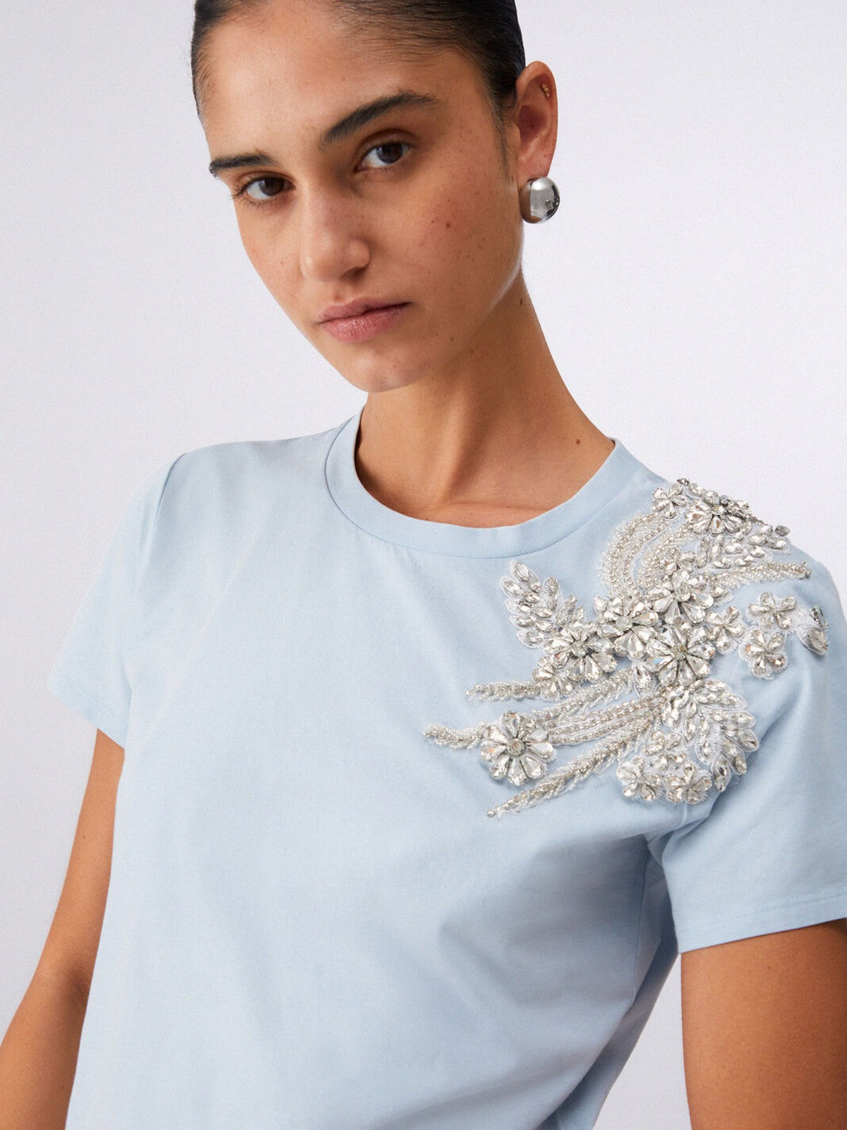 LIU JO BLACK T-shirt Donna  CA6010J3868 P9748 Patch on cielo st.wa