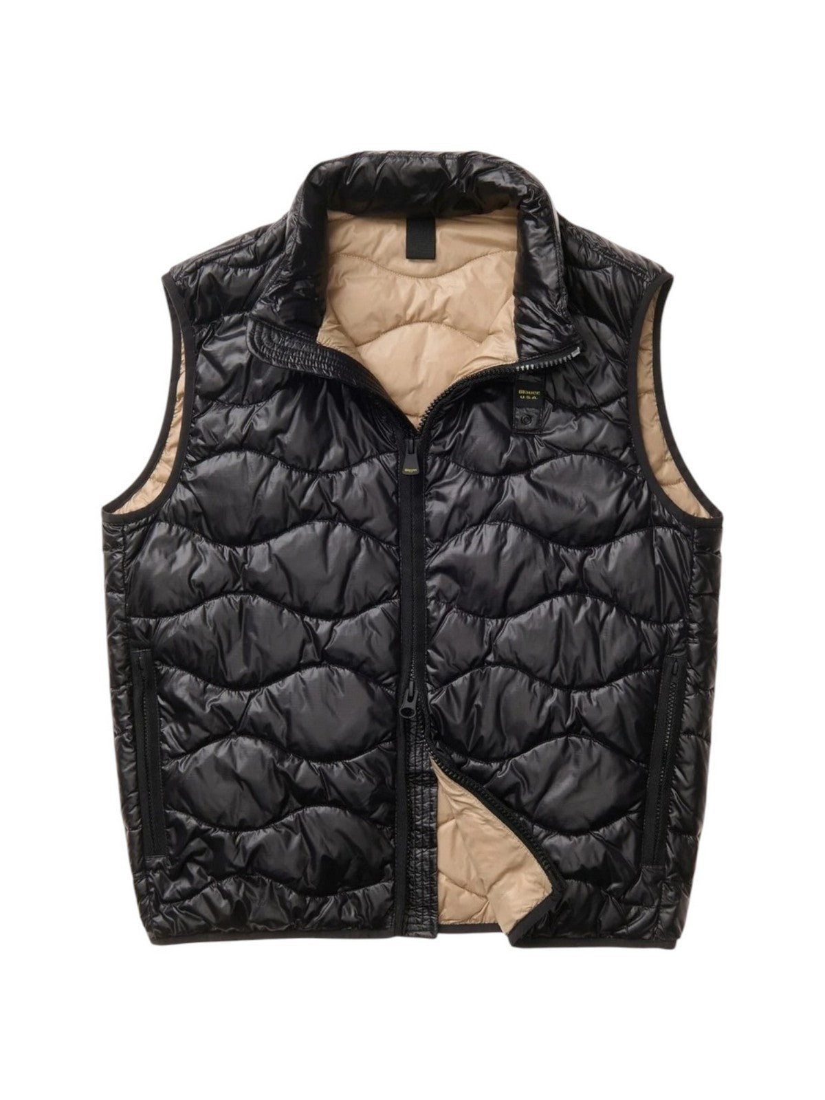 BLAUER Gilet Uomo DANNY 26SBLUX02184 A05958 999ET NERO interno BEIGE NATURALE