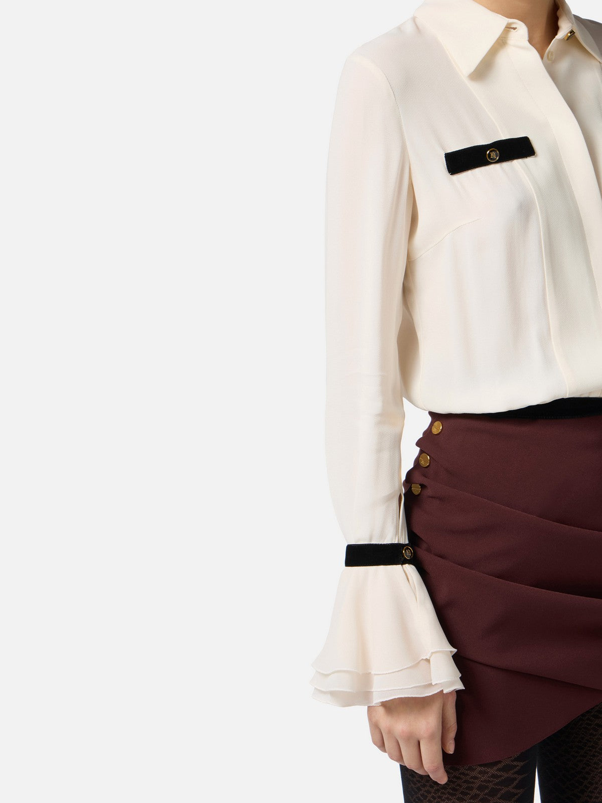 ELISABETTA FRANCHI Camicia Donna  CA13157E2 EF1 MILK/NERO