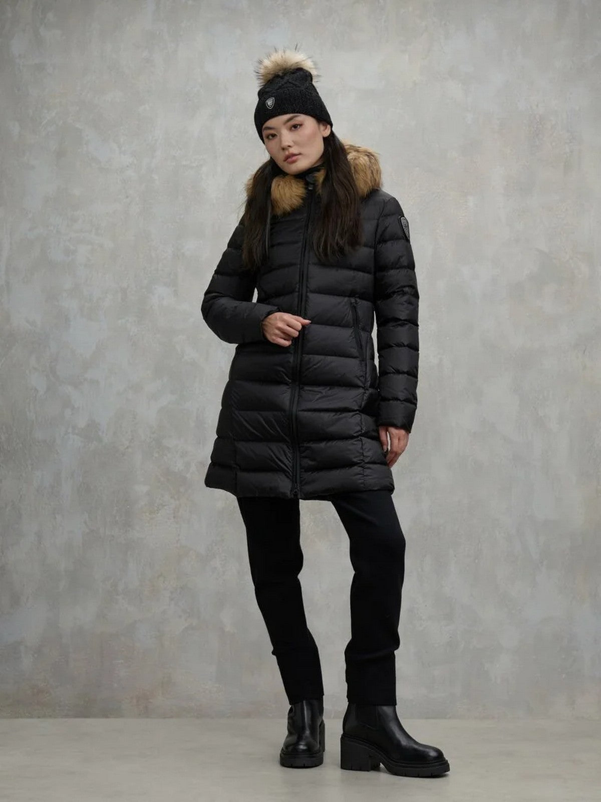 BLAUER Piumino Donna Kristin 25WBLDK03103 006047 999EI NERO interno BEIGE 301