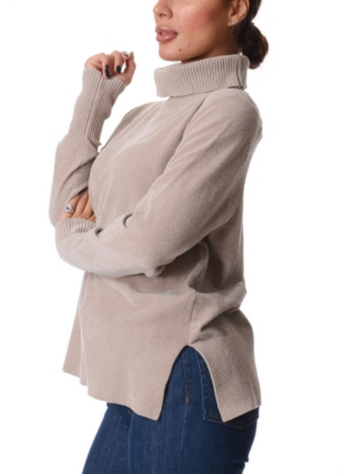 RRD Maglione dolcevita Donna velvet vent turtleneck wom knit W25631 32 32 CREAM