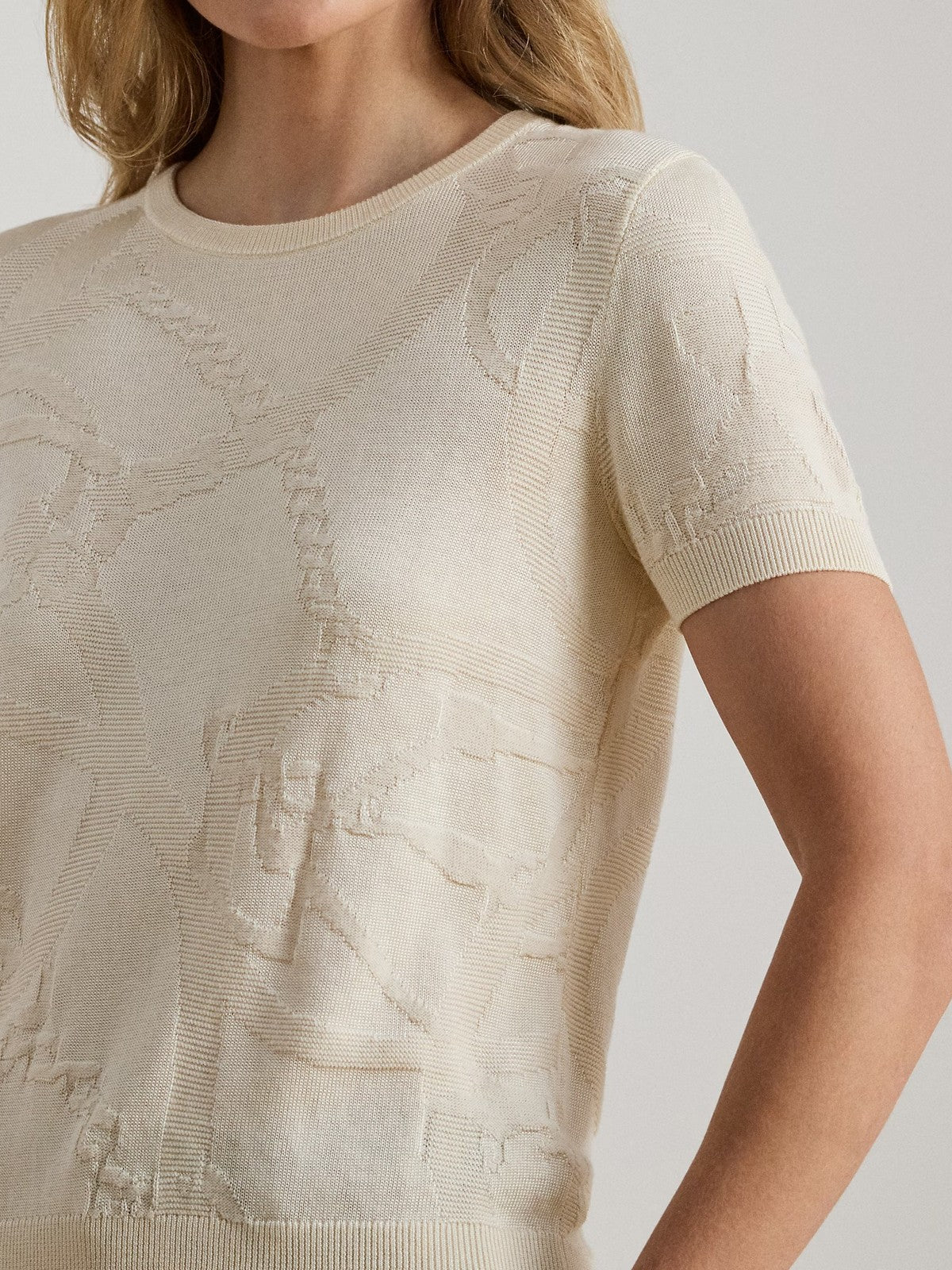 LAUREN RALPH LAUREN Maglia Donna EYELAH-SHORT SLEEVE-PULLOVER 200P03475 001 MASCARPONE CREAM