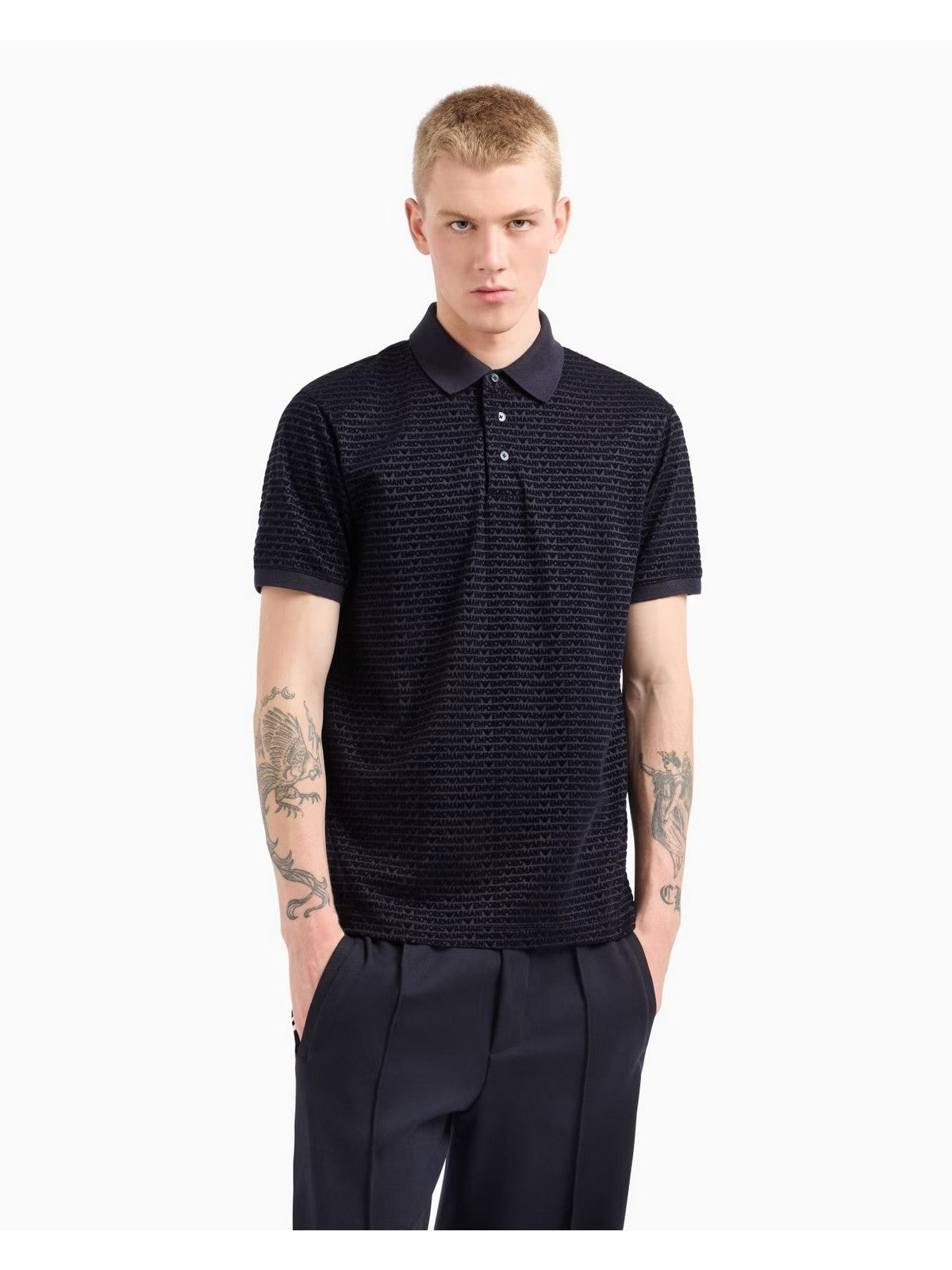 EMPORIO ARMANI Polo Uomo  EM001283 AF10017 FB229 EM001289 NAVY ALLOVER FLOCKING