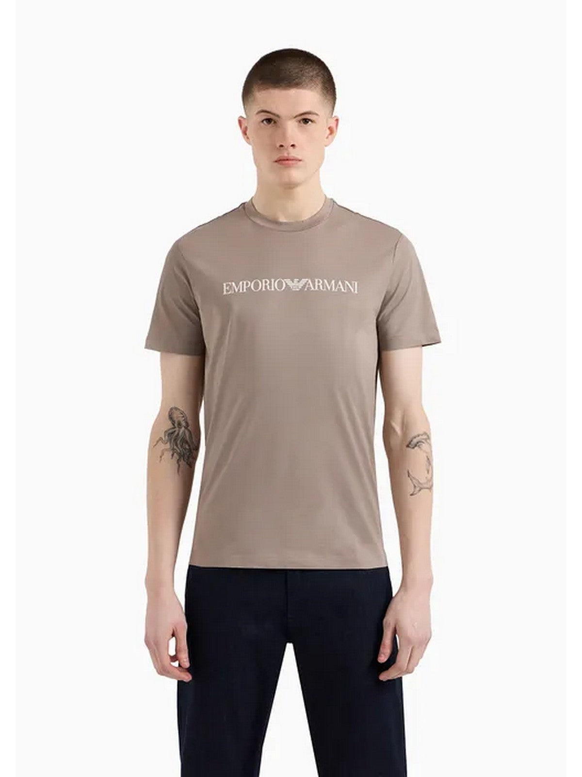 Emporio Armani T-shirts et pôle masculin 8n1tn5 1jpzz 0149 beige