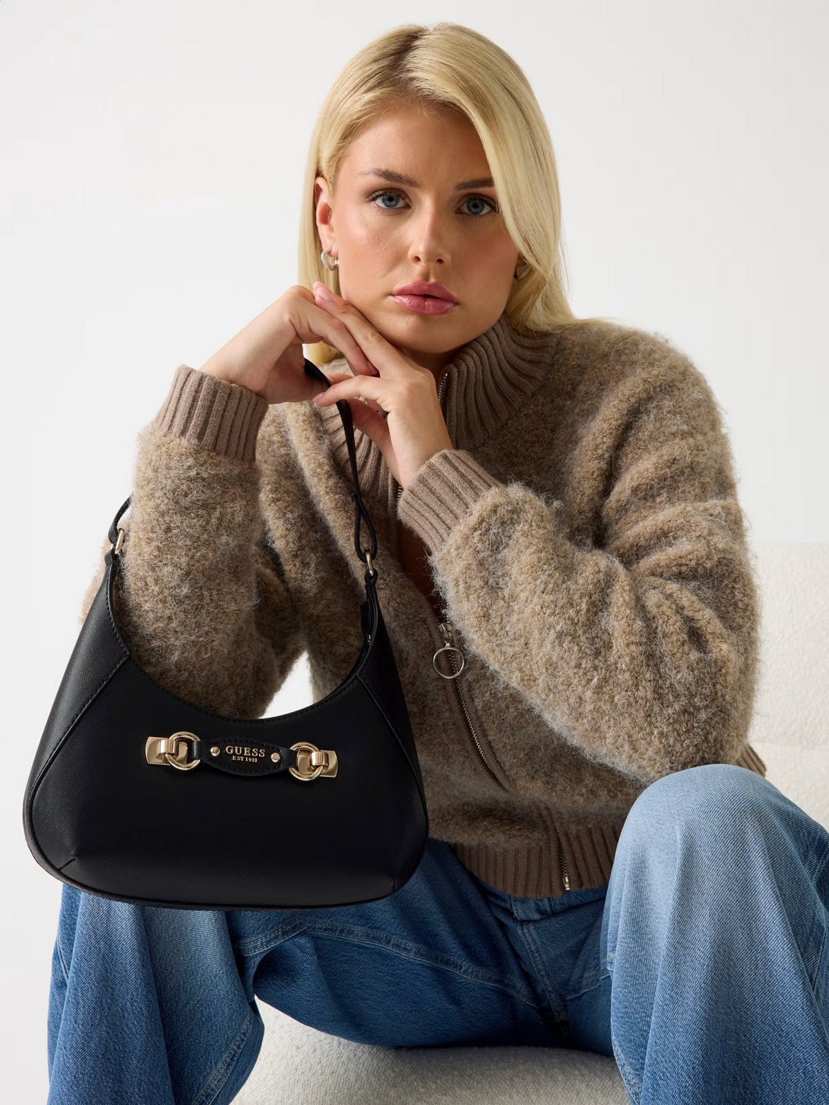 GUESS Borsa Donna MIMINA TOP ZIP SHOULDER BAG HWBG80 15180 BLA BLACK