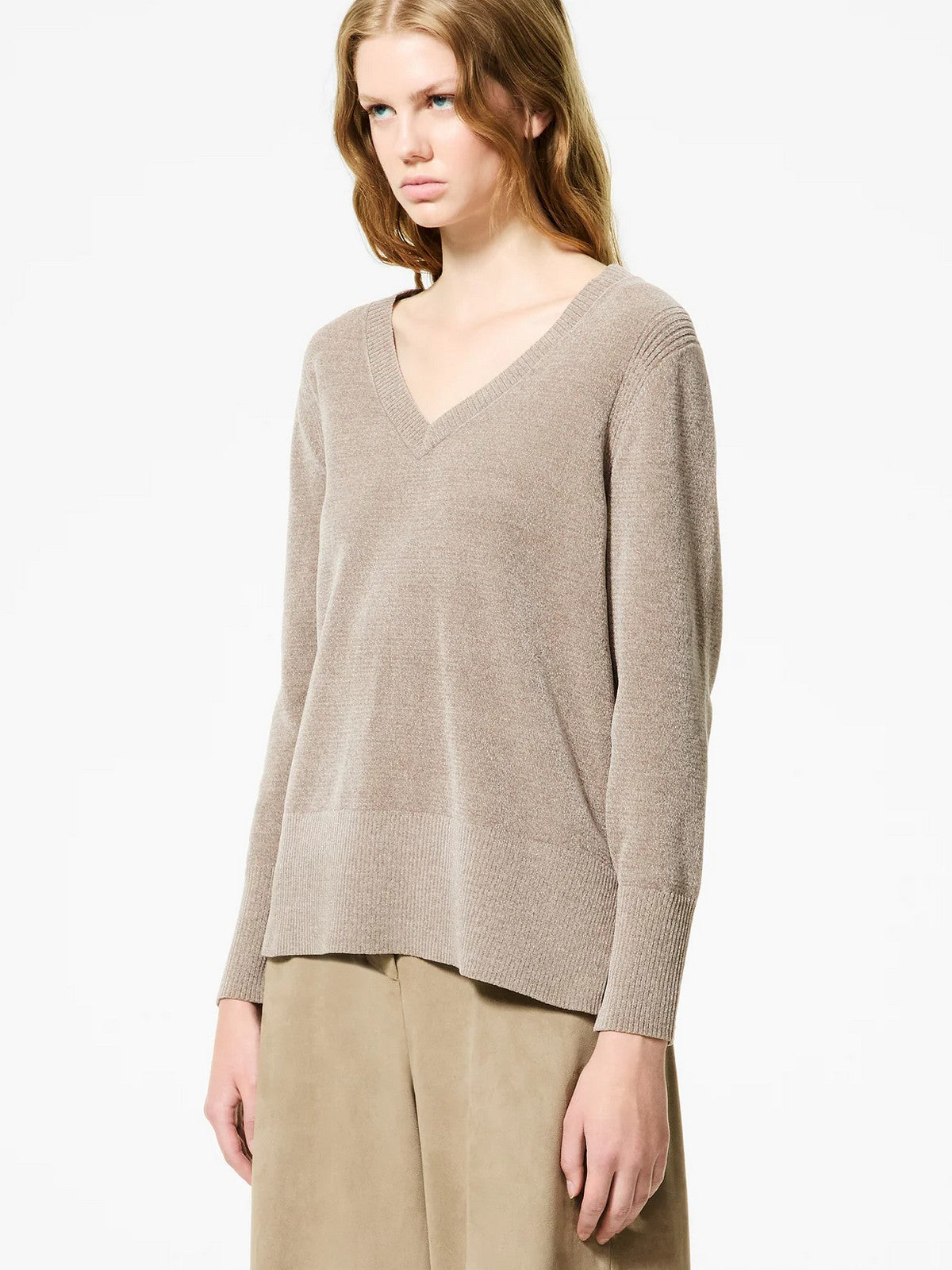 RRD Maglione Donna VELVET VENT V-NECK WOM KNIT W25634 87 87 TABACCO