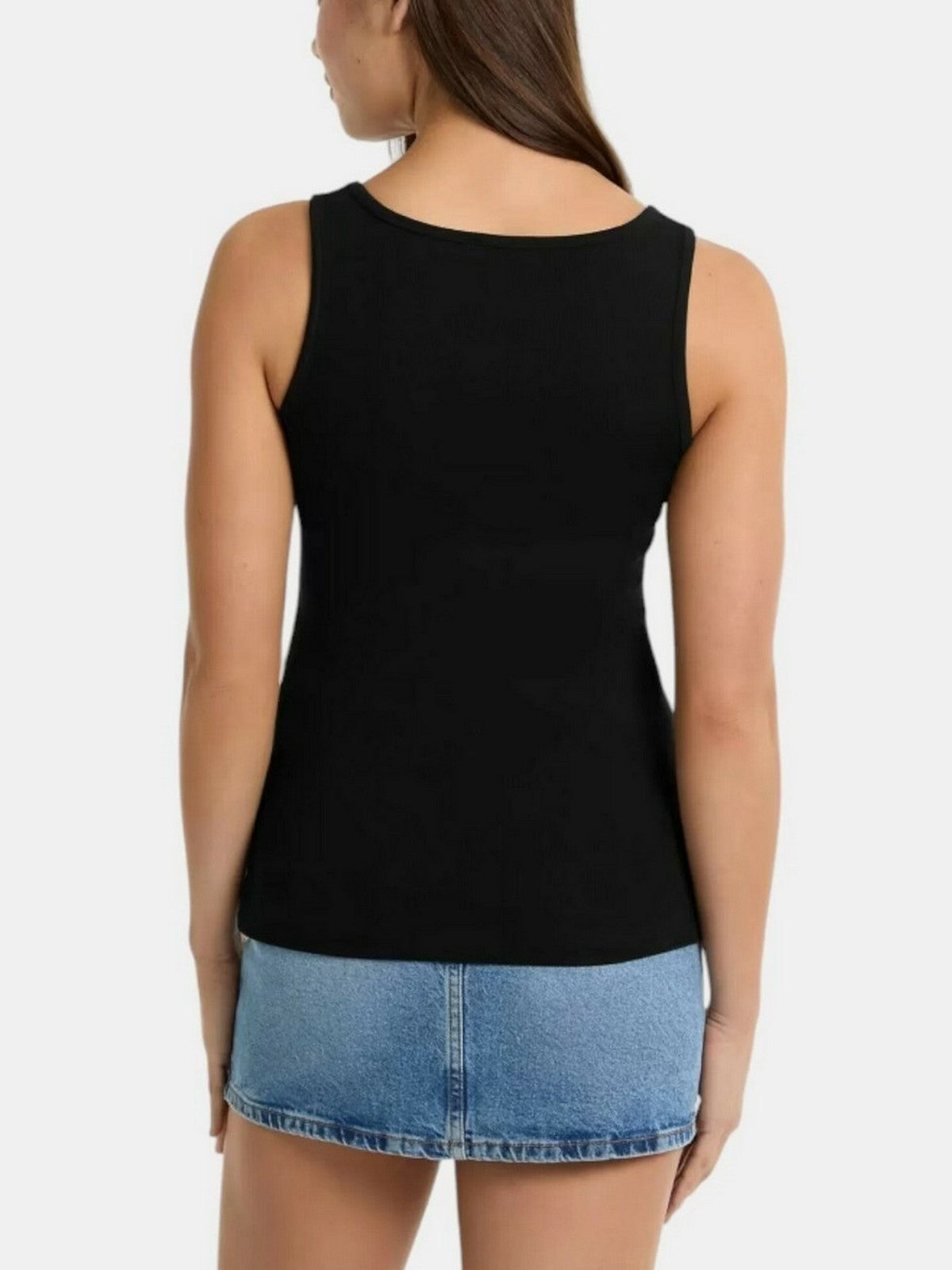 GUESS Canotta Donna GJ TANK TOP SLIM RIB EMBRO W5GP26 KA0H1 JBLK Jet Black A996 gioboutiqueweb