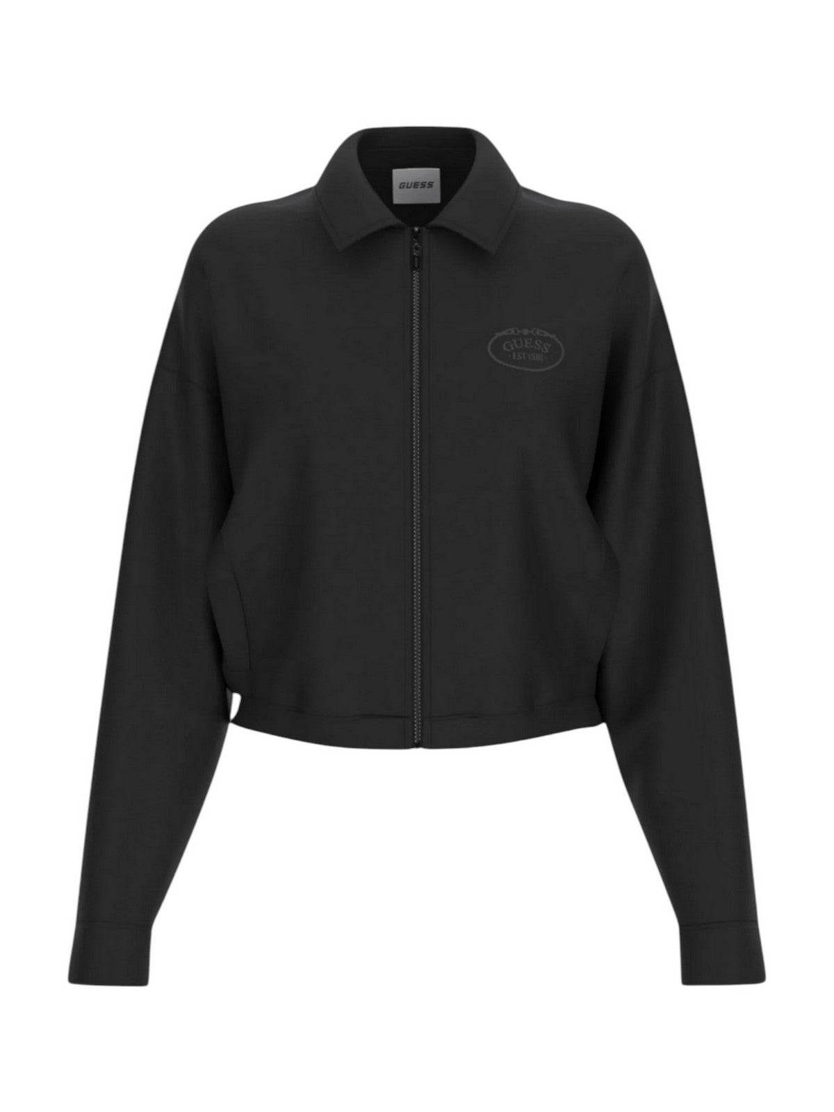 GUESS SPORT Felpa Donna ANNIE CROP FULL ZIP JACKET V6RQ17 KD822 JBLK Jet Black A996