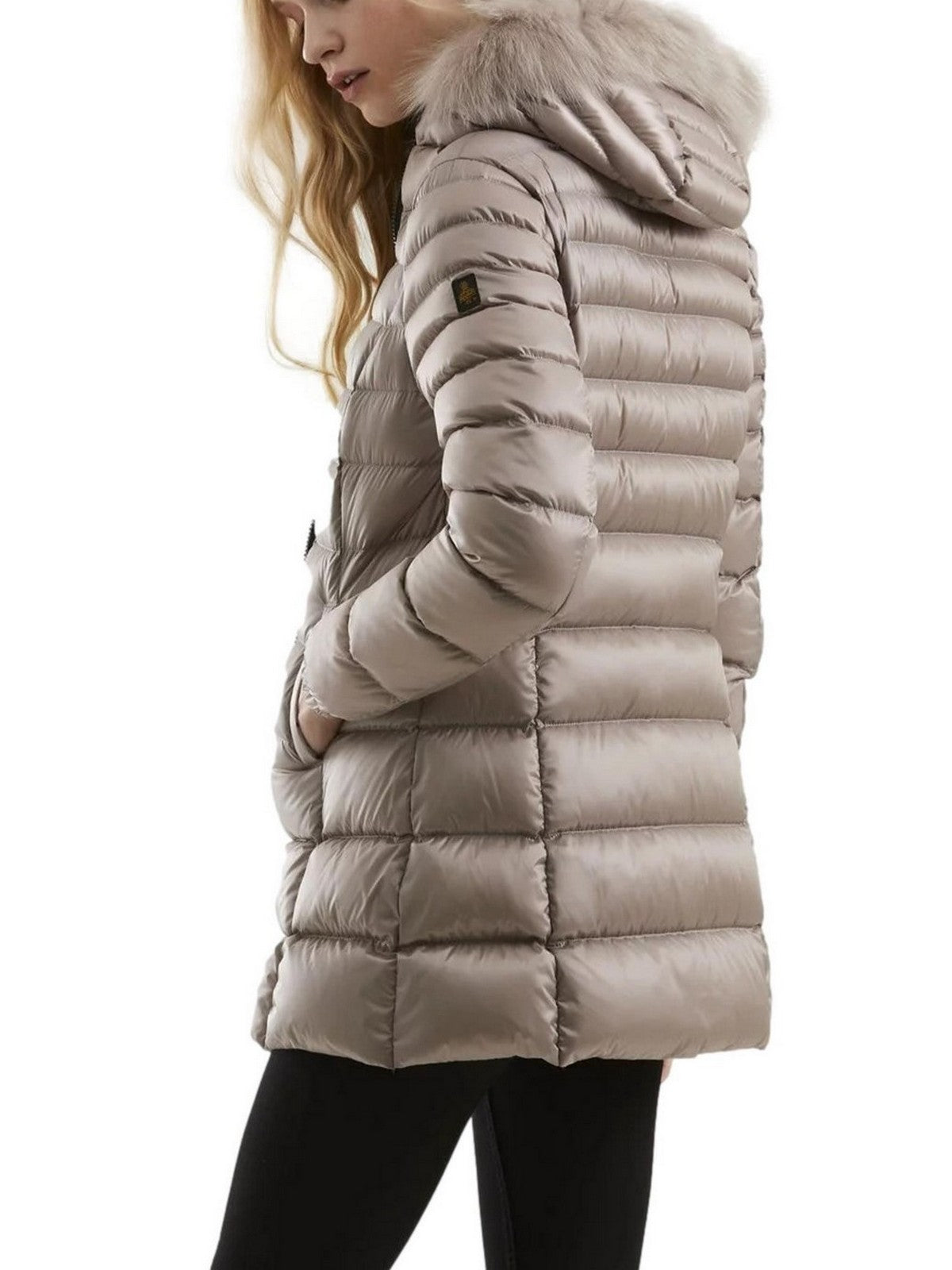 REFRIGIWEAR Piumino Donna Long mead fur jacket W98118 RA0035 A00160 Beige gioboutiqueweb